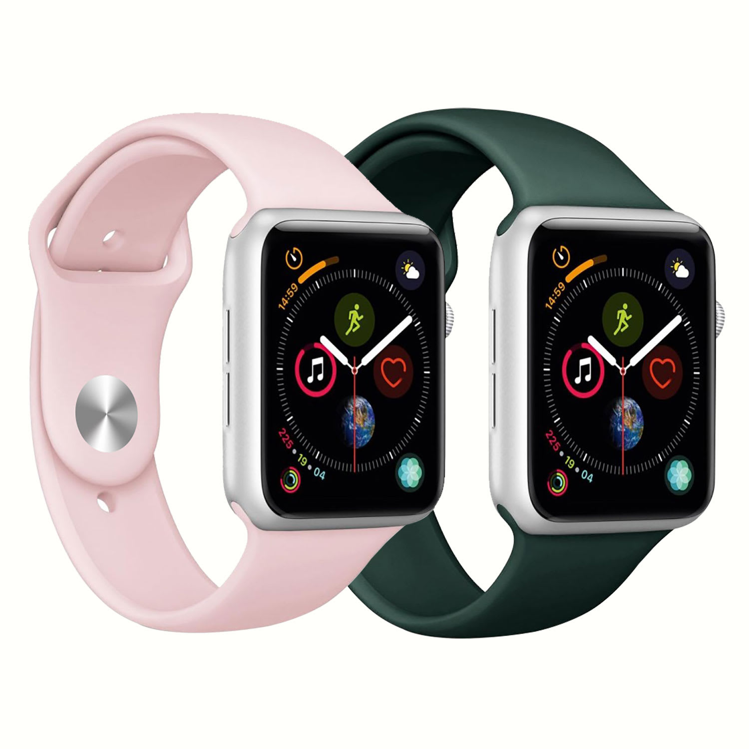 Sentio Apple Watch 42-44 mm Silicone Band S/M Green & Pink