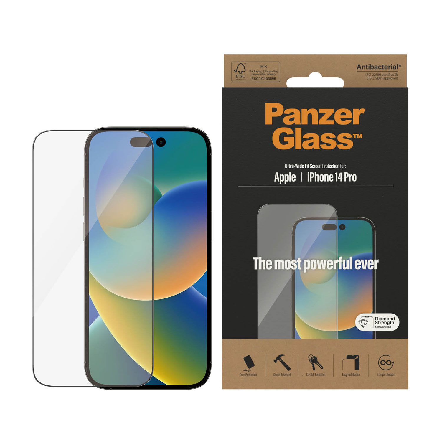 PanzerGlass Γυαλί Tempered για Apple iPhone 14 Pro Antibacterial