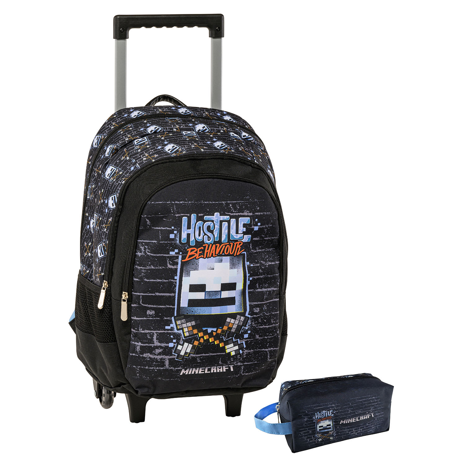 Graffiti Τσάντα Trolley Δημοτικού Minecraft Wall & Δώρο Κασετίνα