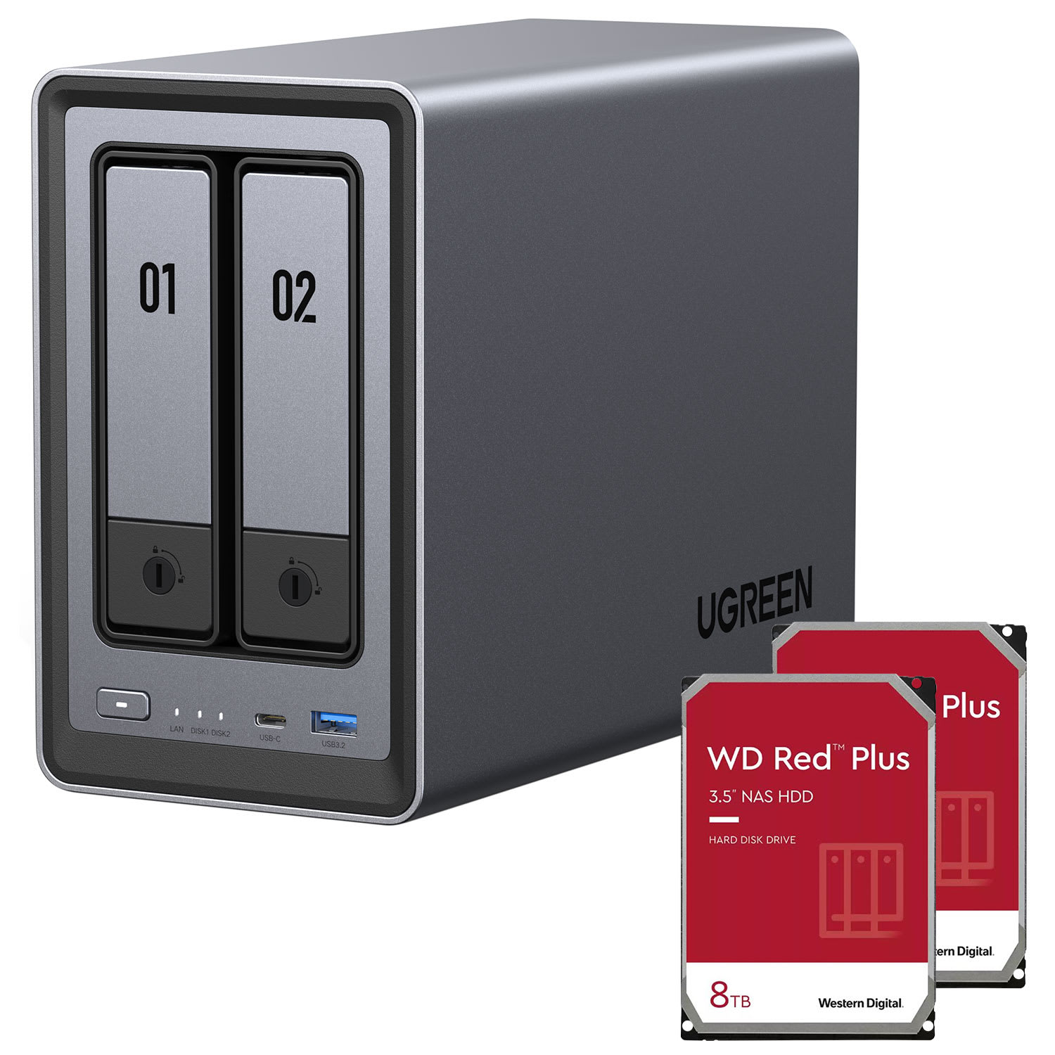 UGREEN NASyne DXP2800と8TB WD Red Plusセット Ugreen DXP2800 NAS & 2x 8TB WD Red Plus | Plaisio.gr
