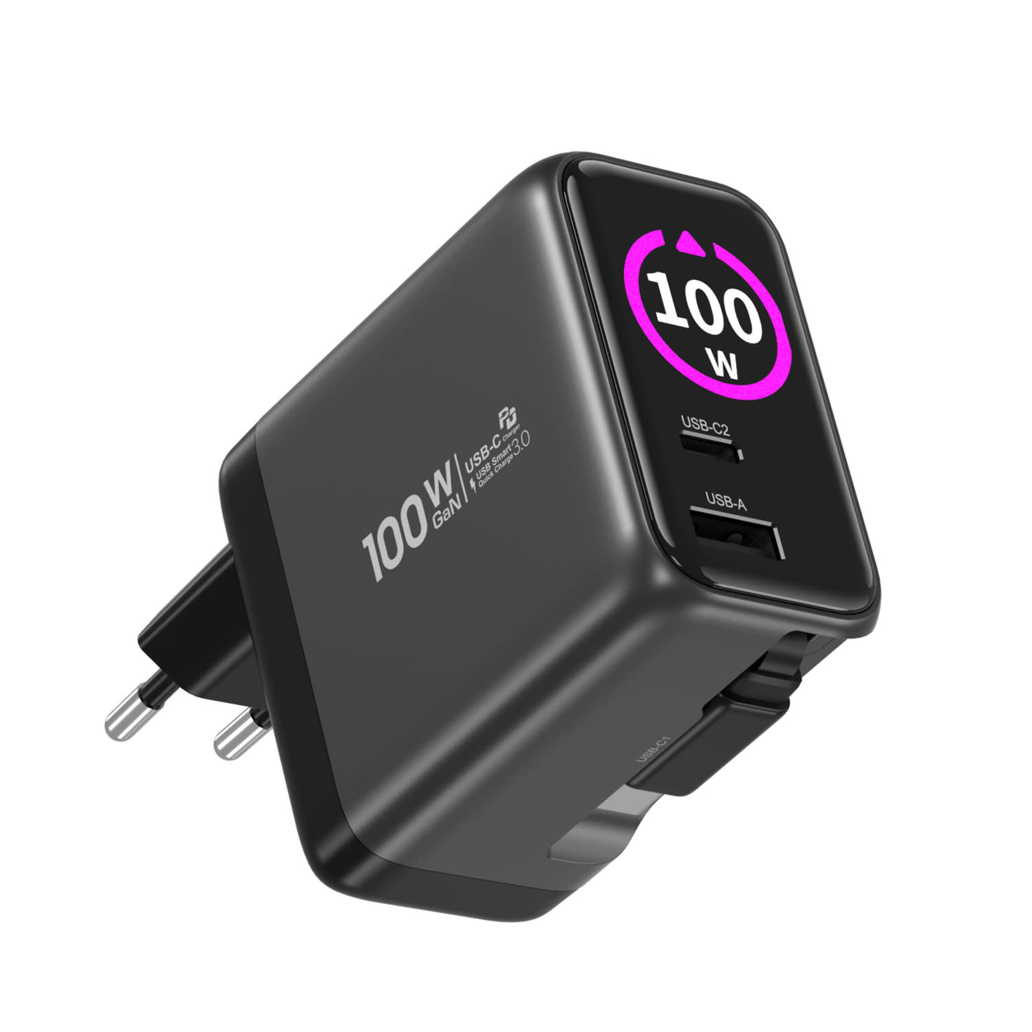 Εικόνα 4 του Sentio Φορτιστής GaN 3 Θέσεων 100W Μαύρο Με Καλώδιο