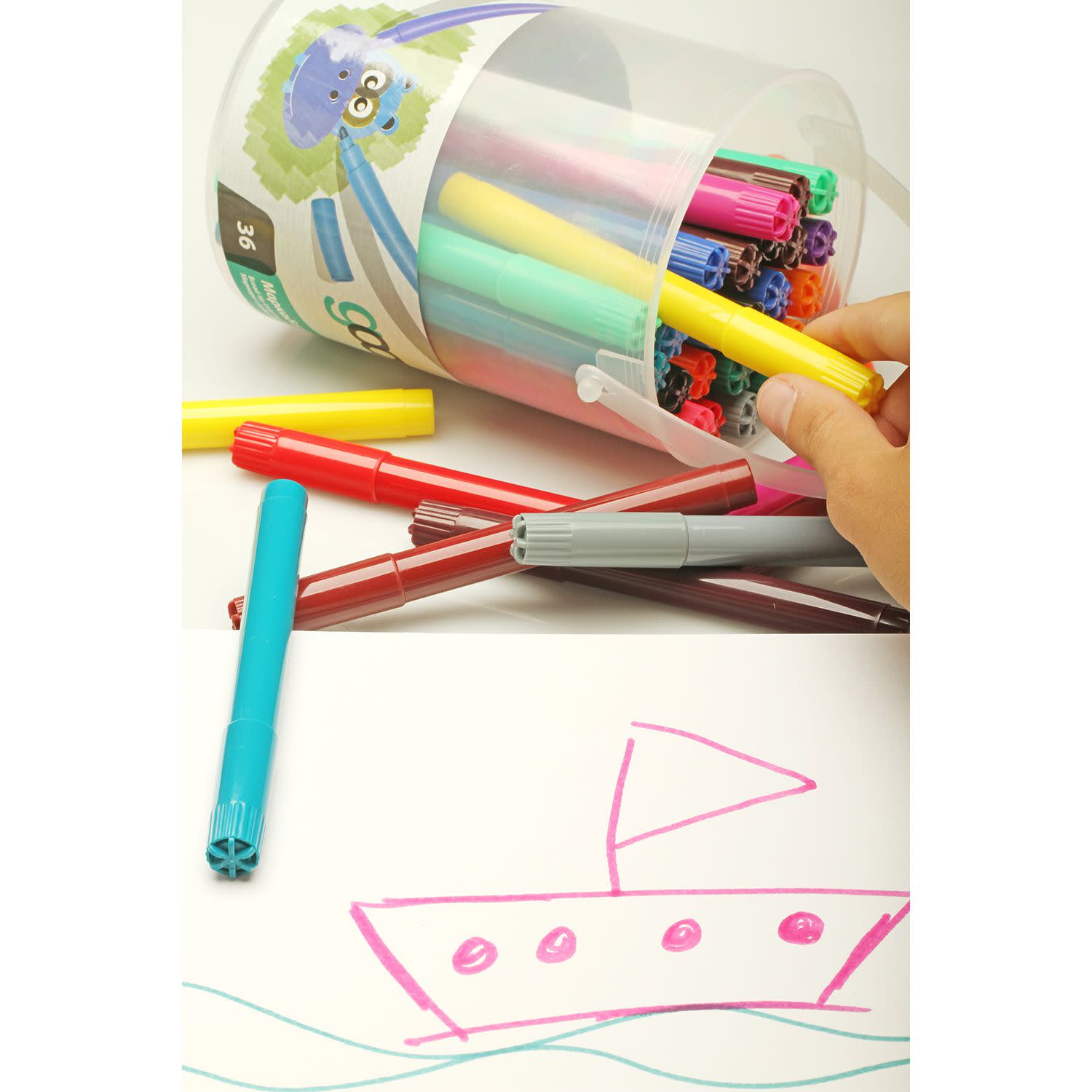 Εικόνα 5 του Goomby Μαρκαδόροι Ζωγραφικής Jumbo PP Drum 36τεμ.