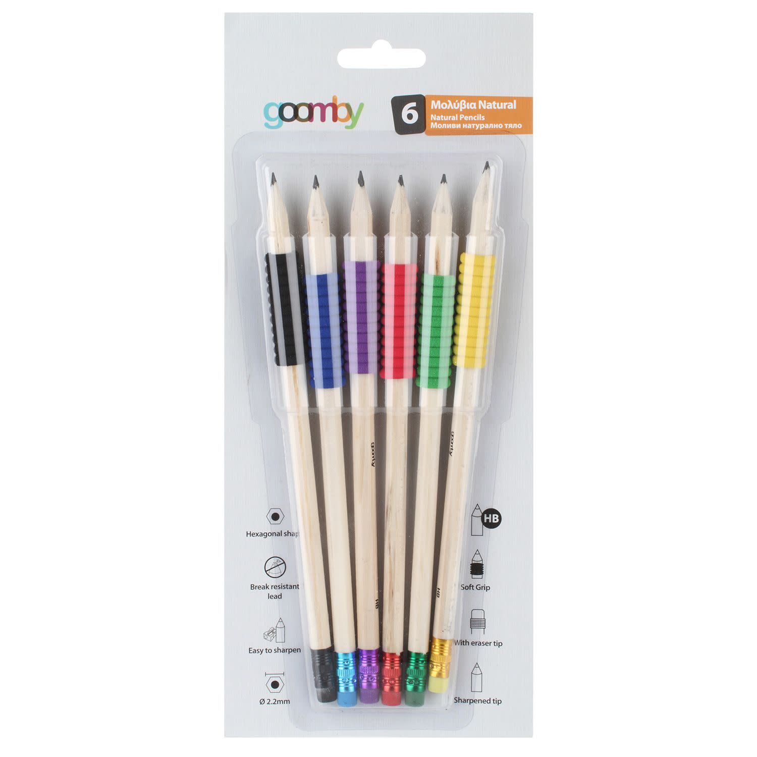 Εικόνα 1 του Goomby Μολύβια με Γόμα Soft Grip HB 6τεμ.