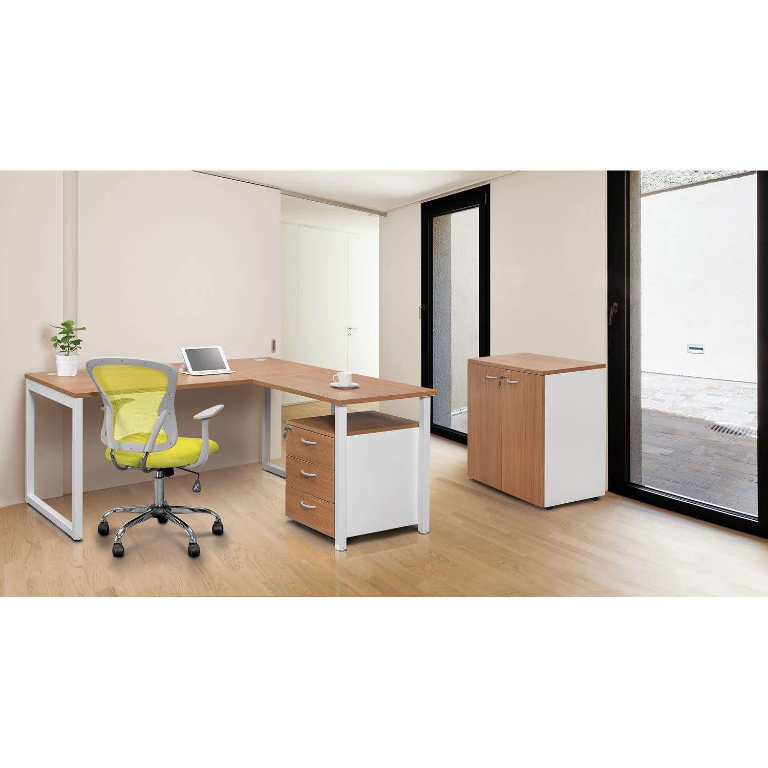 Εικόνα 3 του Quadrifoglio Προέκταση Γραφείου Industrial Walnut (Λευκός σκελετός) 80x60cm