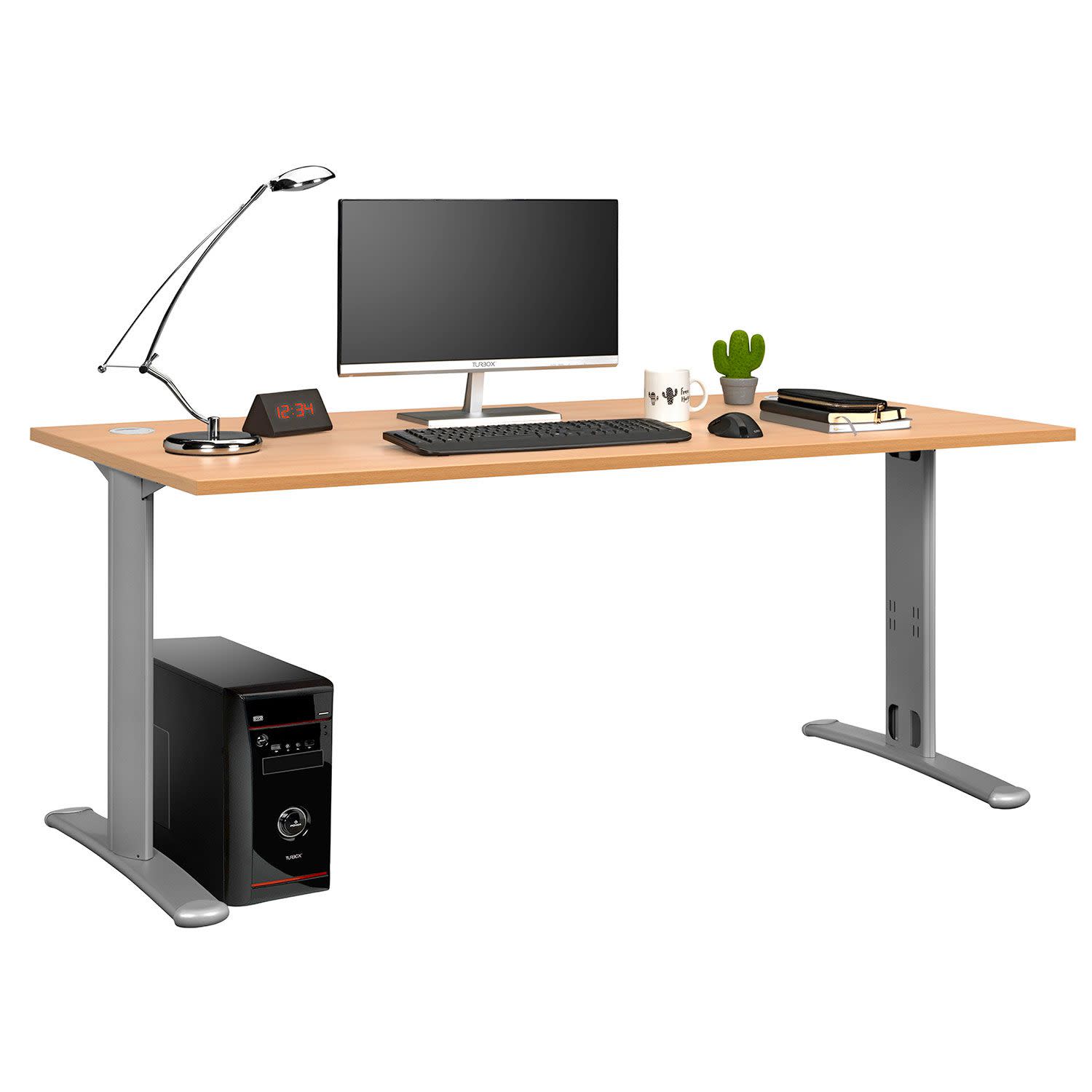 Quadrifoglio Γραφείο Exe Beech (Γκρι Σκελετός) 160x80 cm