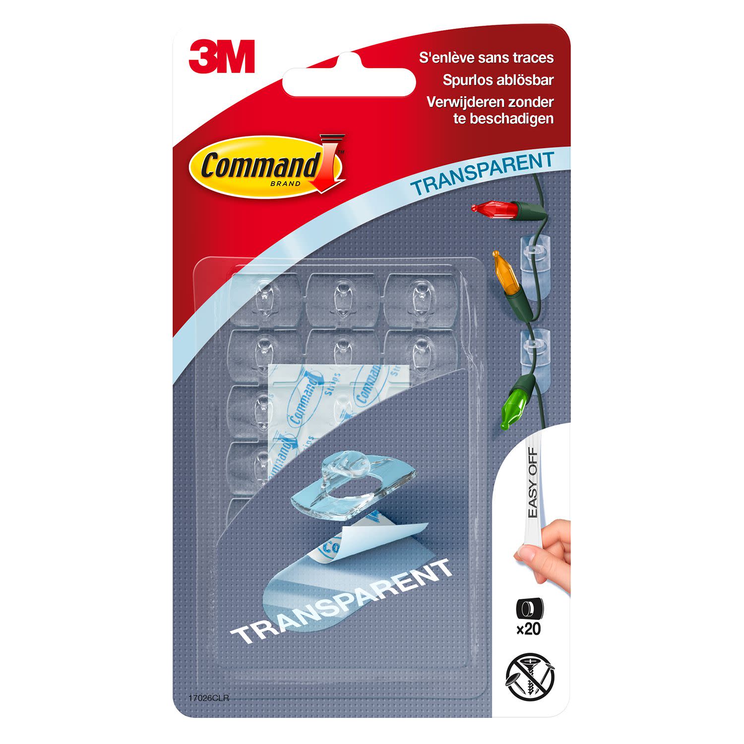 Εικόνα 1 του Command Clips Διακόσμησης & Διαχείρισης Καλωδίων Clear