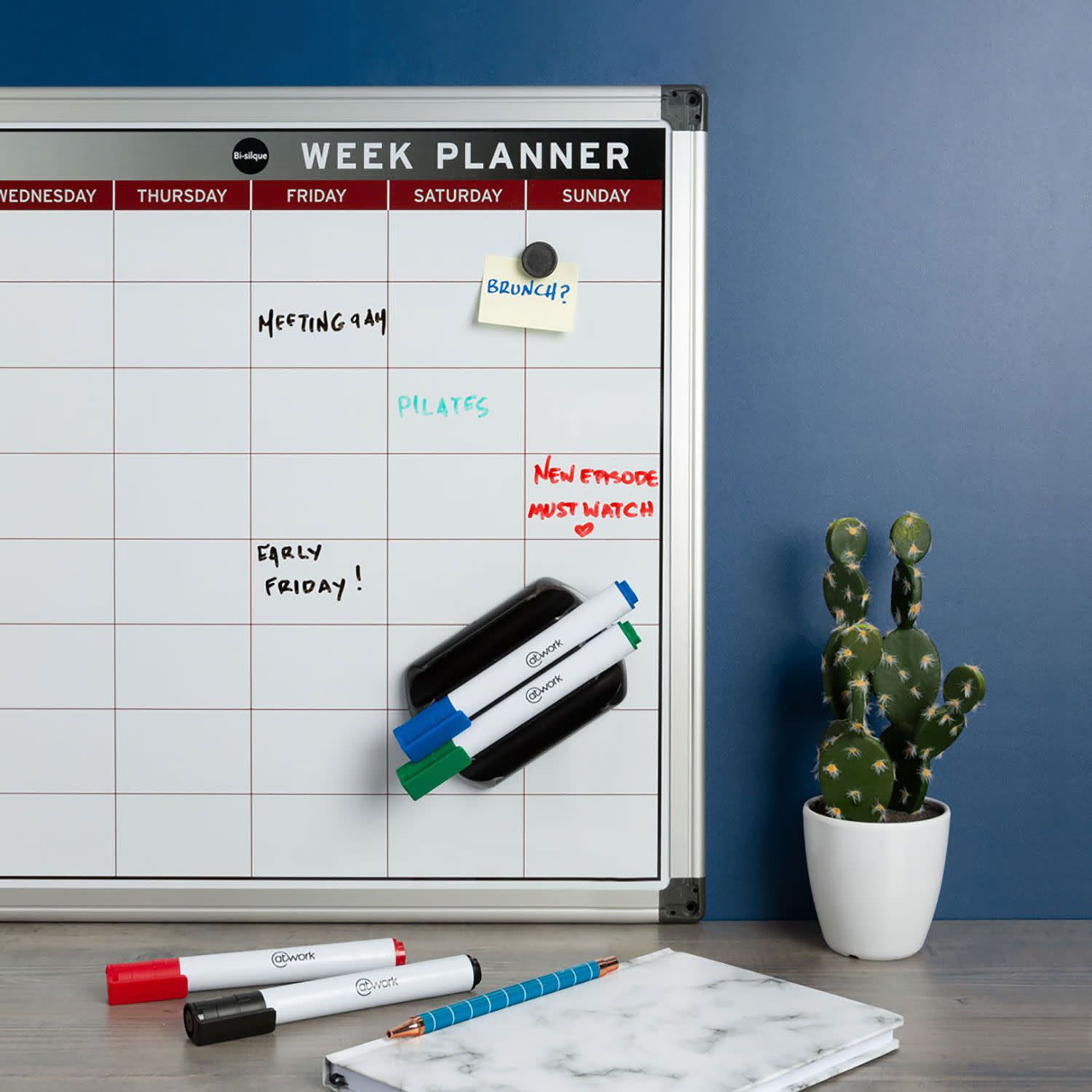 Εικόνα 5 του @Work Μαρκαδόροι Λευκού Πίνακα 4 χρώματα και Μαγνητικός Σπόγγος