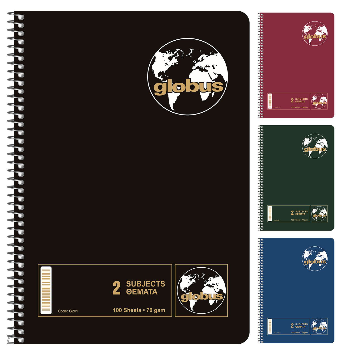 Εικόνα 1 του Globus Τετράδιο Σπιράλ Ριγέ 17x25cm 2 Θεμάτων 100 Φύλλα