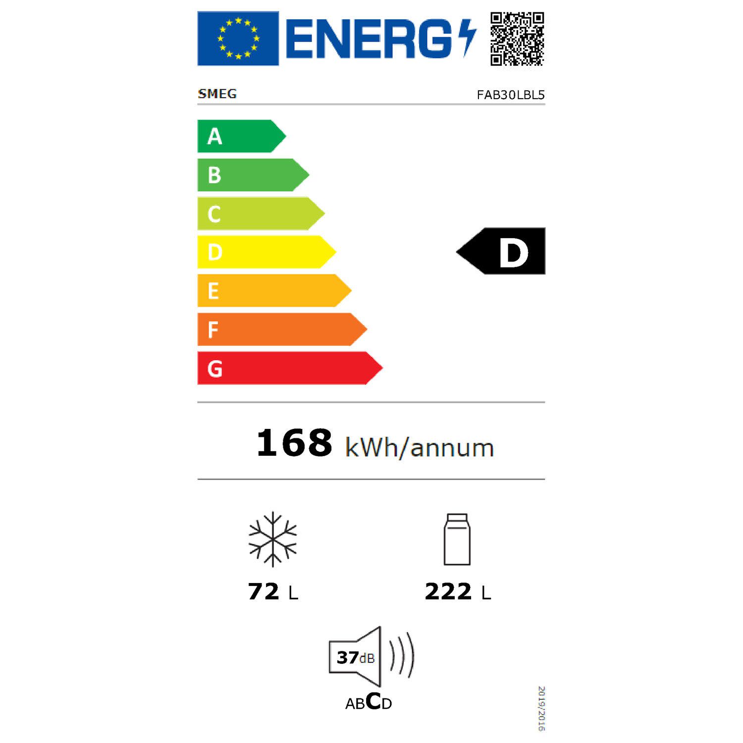 Κάνε κλικ για να δεις την εικόνα 2 του Smeg FAB30LBL5 Δίπορτο Ψυγείο Μαύρο