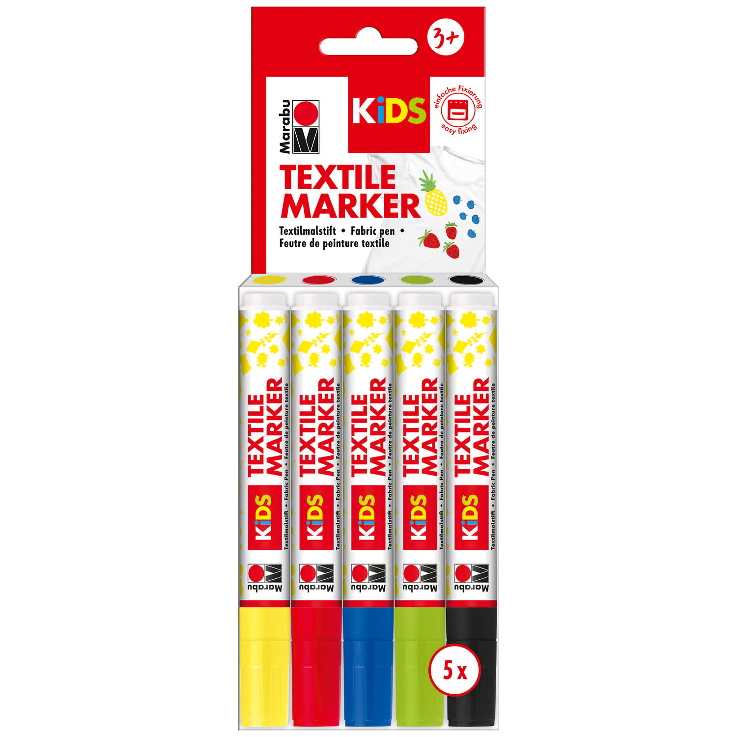 Marabu Μαρκαδόροι για 'Υφασμα με στρογγυλή μύτη 5τεμ.