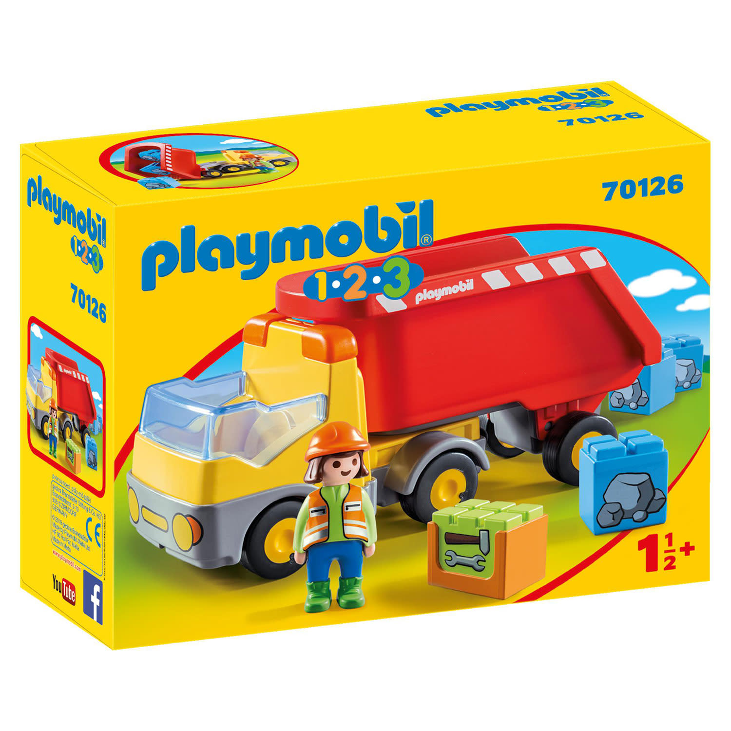Εικόνα 1 του playmobil 1·2·3 Ανατρεπόμενο Φορτηγό με Εργάτη 70126