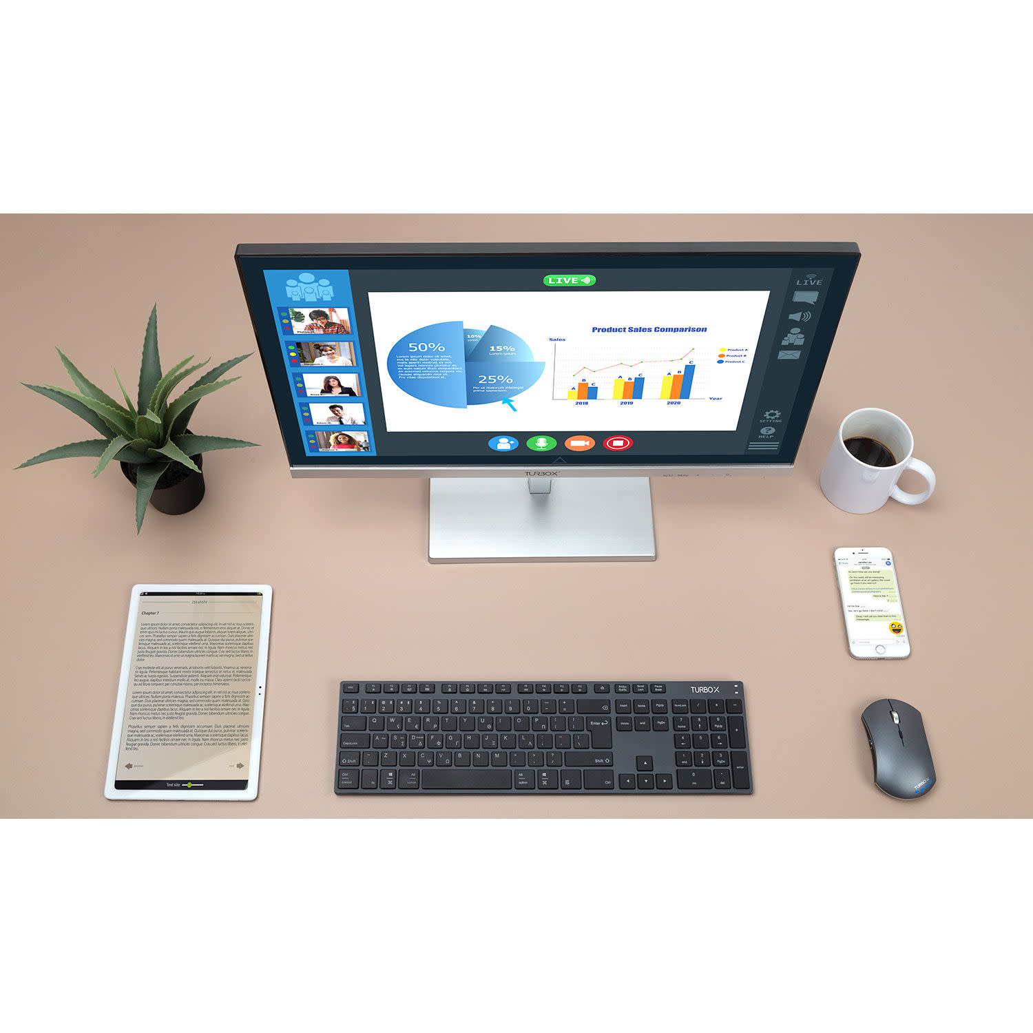 Κάνε κλικ για να δεις την εικόνα 11 του Turbo-X Keyboard Mouse Office Pro V2 Multi-Device Bluetooth