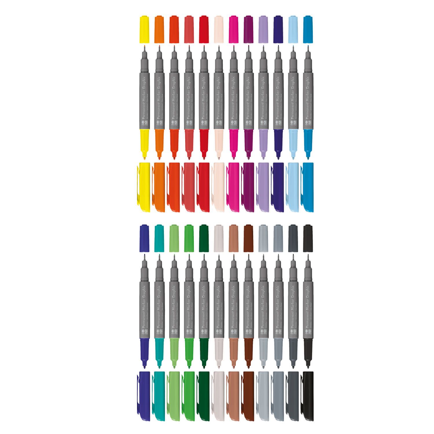 Εικόνα 3 του Marabu Μαρκαδόροι Ζωγραφικής Ανεξίτηλοι Hero of Galaxy Graphix με διπλή μύτη Fine & Extra Fine 24τεμ.