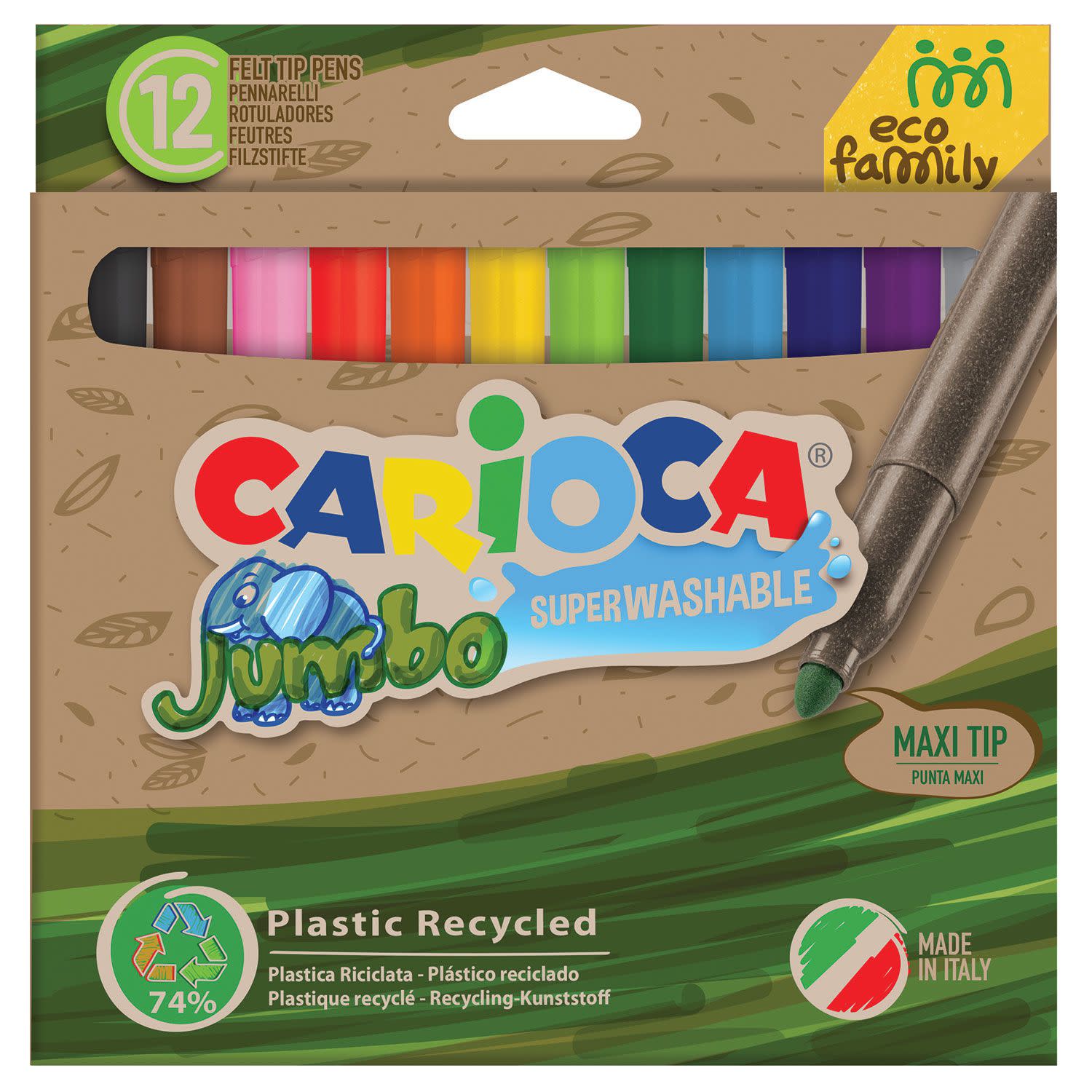 Εικόνα 1 του Carioca Μαρκαδόροι Ζωγραφικής Jumbo Eco Family Superwashable 12τεμ.