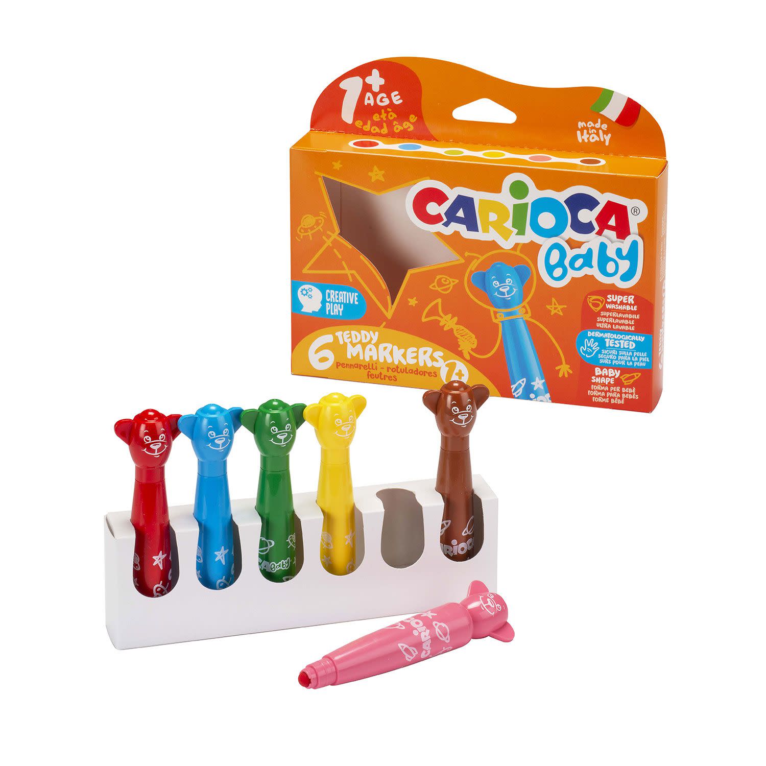 Κάνε κλικ για να δεις την εικόνα 1 του Carioca Μαρκαδόροι Ζωγραφικής Baby Teddy 6τεμ.