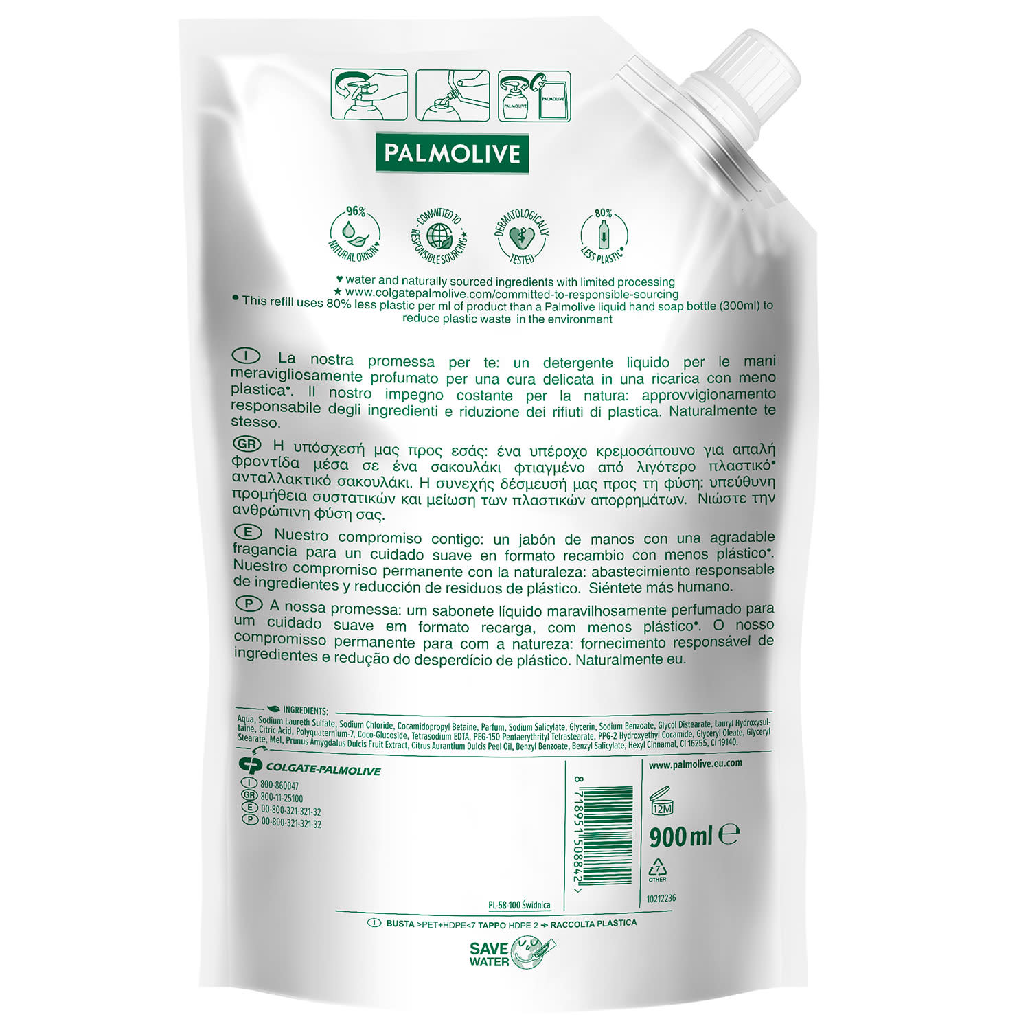 Εικόνα 2 του Palmolive Κρεμοσάπουνο Ανταλλακτικό Μέλι και Γάλα 900ml