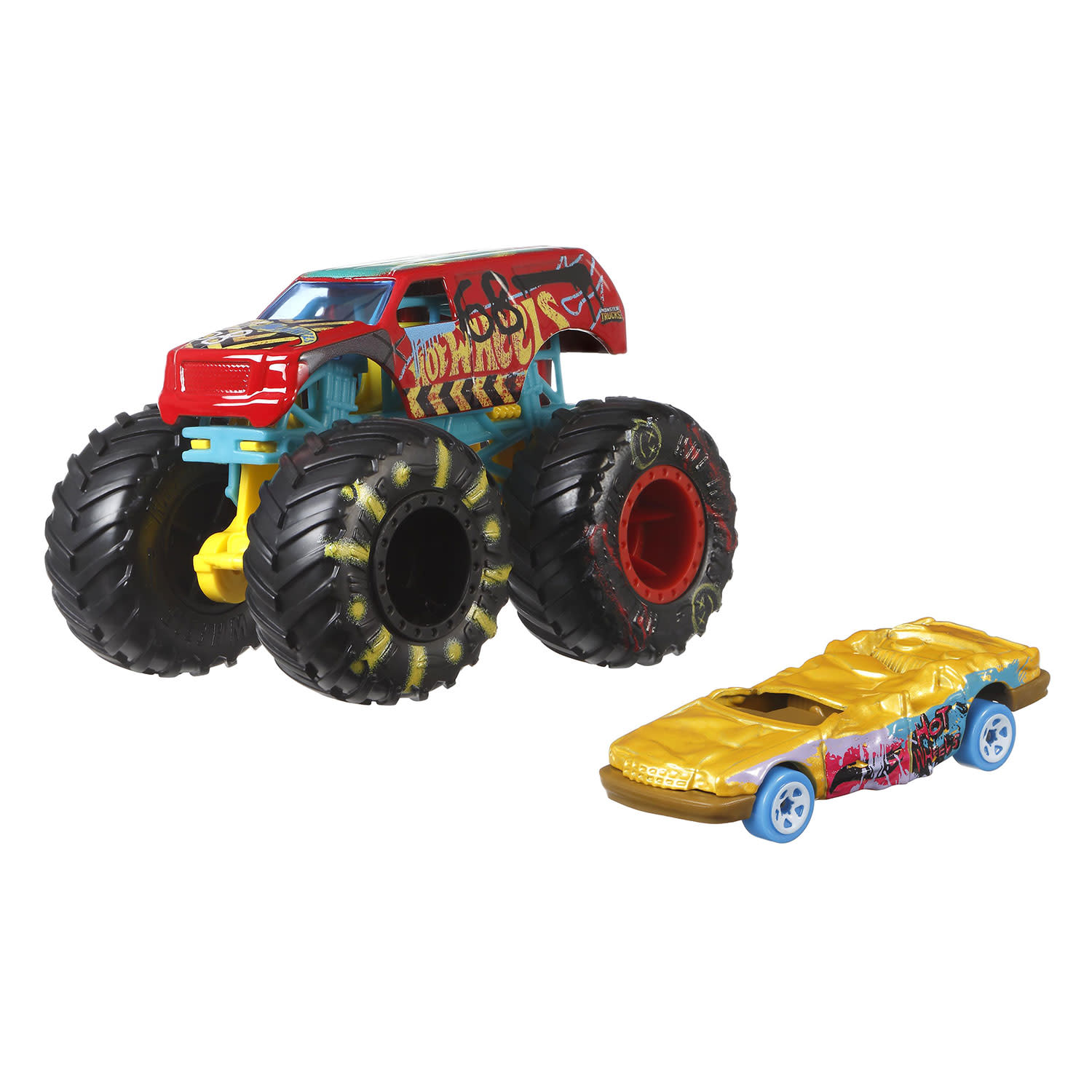 Εικόνα 8 του Hot Wheels Όχημα Monster Trucks  Mε Αυτοκινητάκι