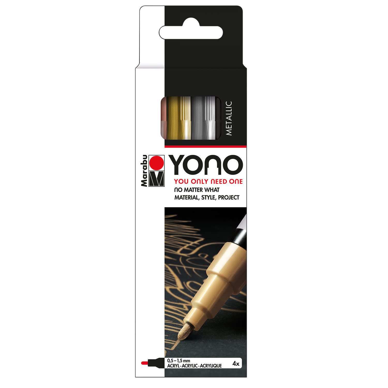 Marabu Μαρκαδόροι Ζωγραφικής YONO Metallic Λεπτοί 4τεμ.