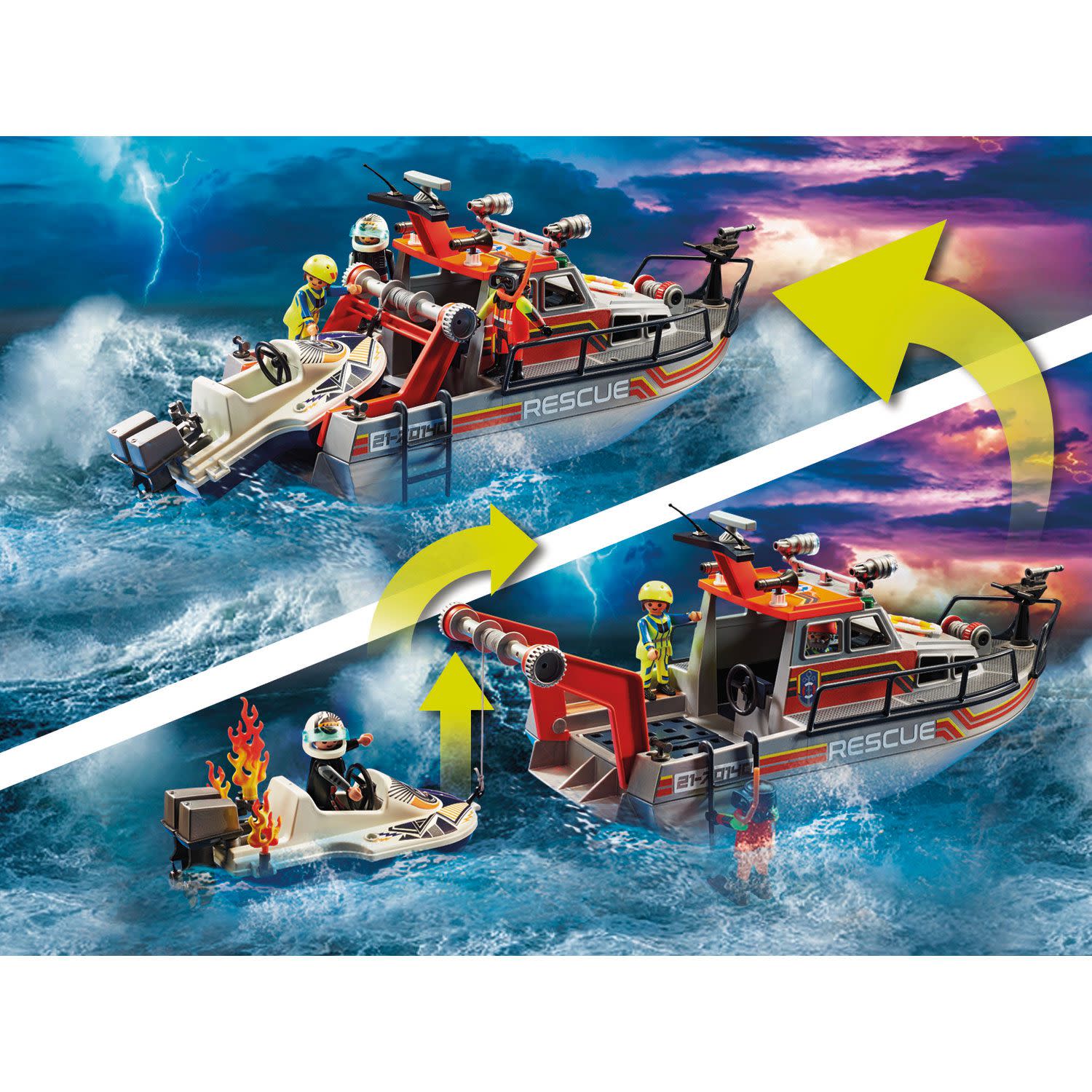 Εικόνα 4 του playmobil City Action Επιχείρηση Πυρόσβεσης με Σκάφος Διάσωσης 70140