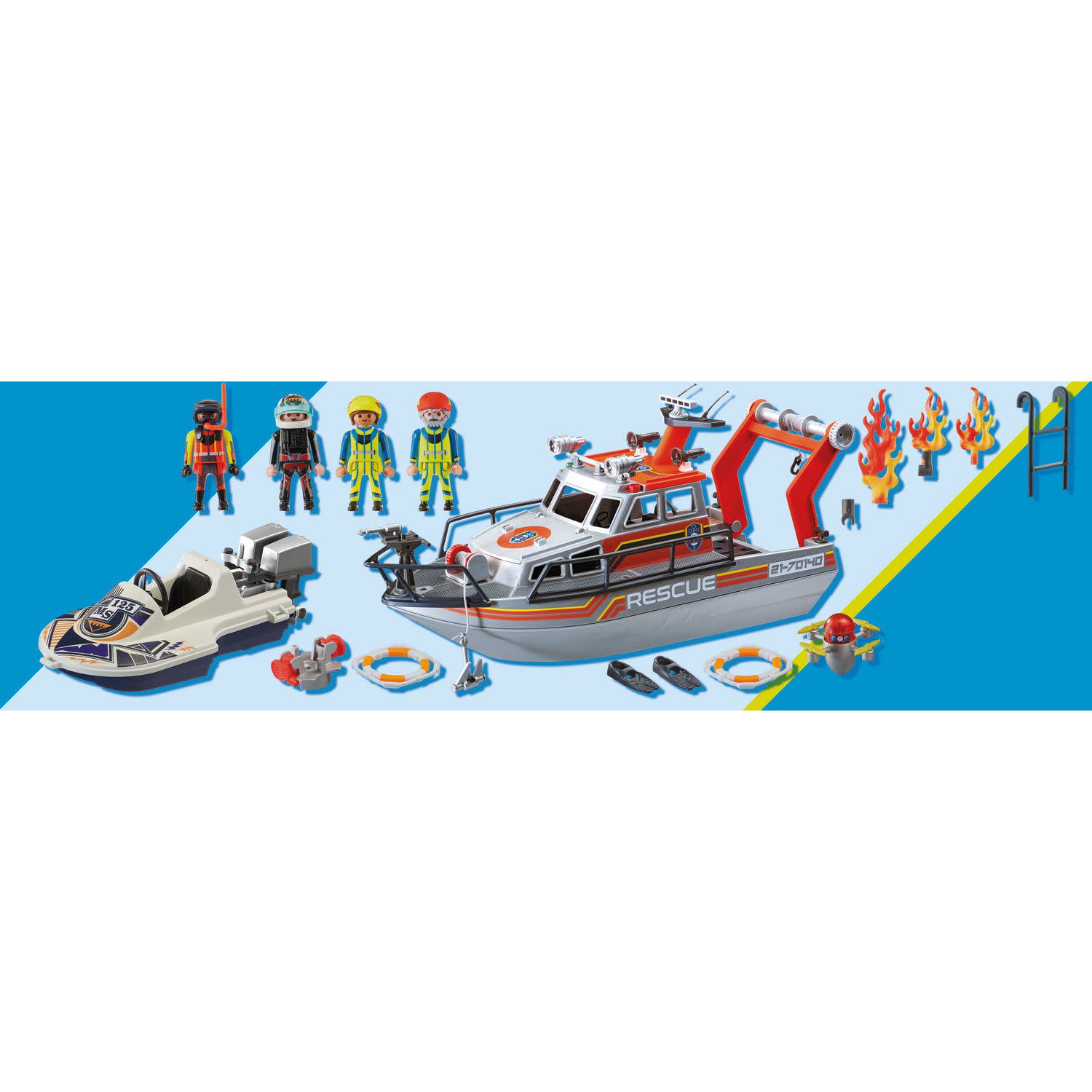 Εικόνα 9 του playmobil City Action Επιχείρηση Πυρόσβεσης με Σκάφος Διάσωσης 70140