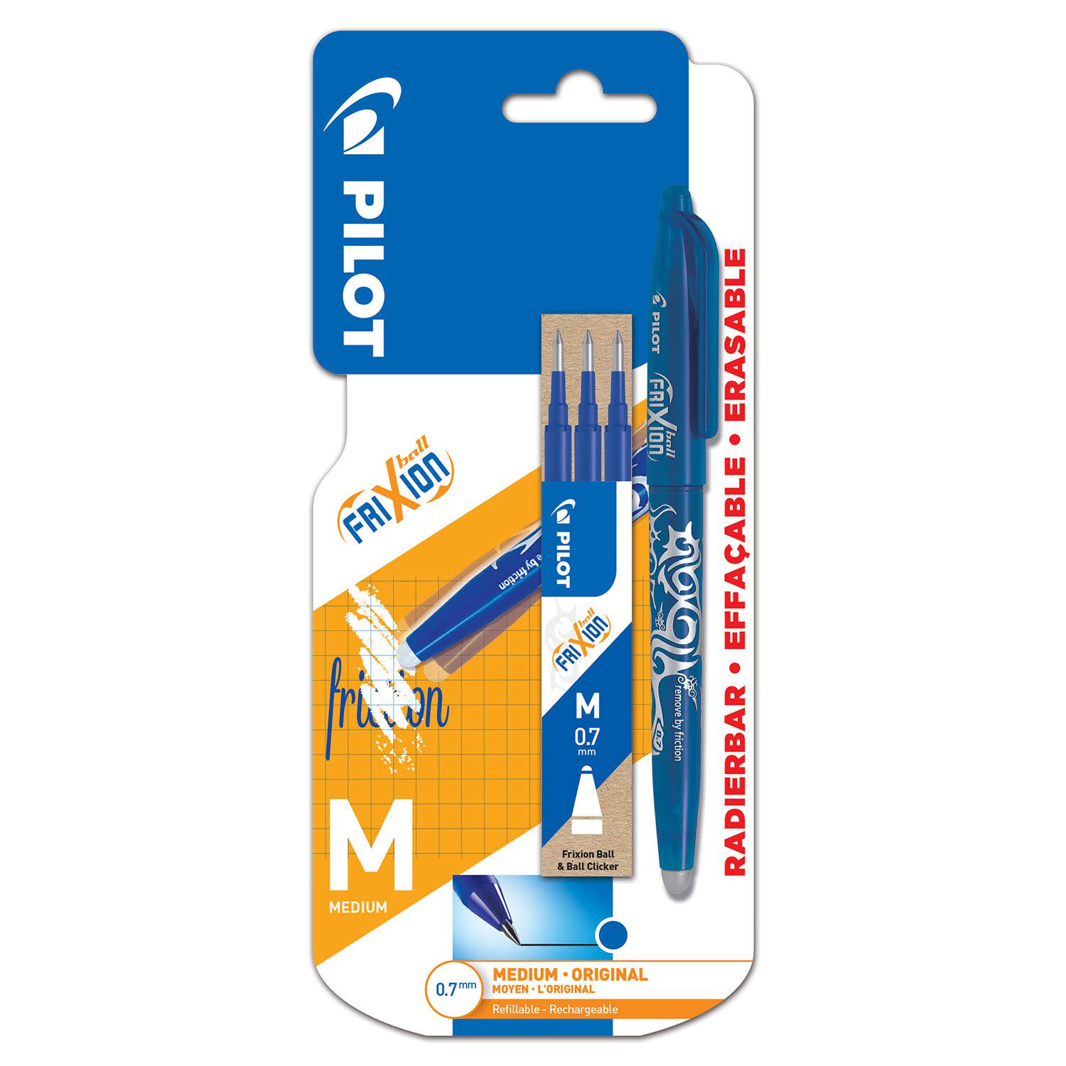 Pilot Στυλό Frixion Ball Με Κλιπ & Πάχος Μύτης 0.7mm & 3Αντ/κά