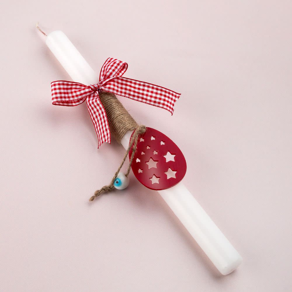 Make a Wish Λαμπάδα Αυγό Κόκκινο με Λευκό Κερί