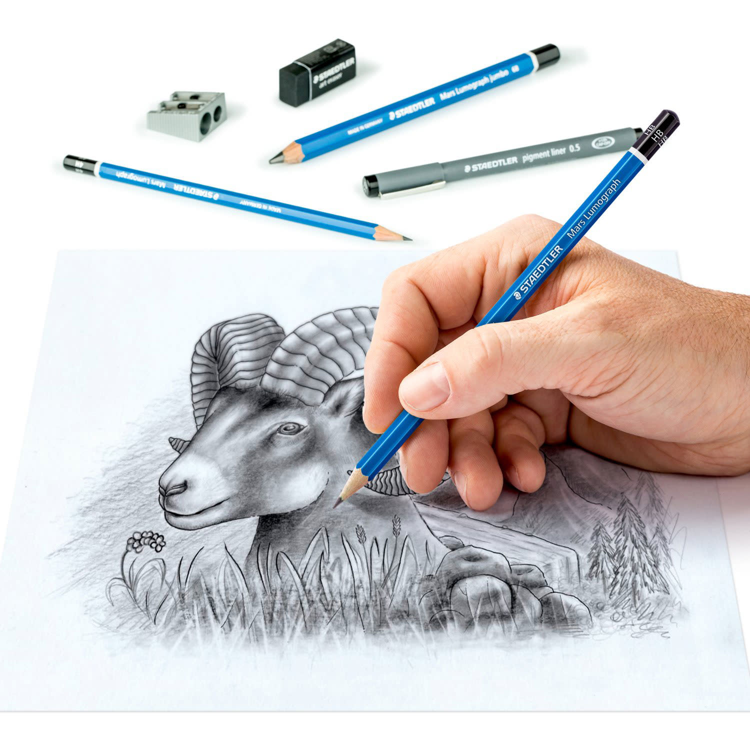 Κάνε κλικ για να δεις την εικόνα 5 του Staedtler Μολύβια Σχεδίου & Pigment Μαρκαδόροι & Ξύστρα Διπλή & Γόμα 12τεμ.