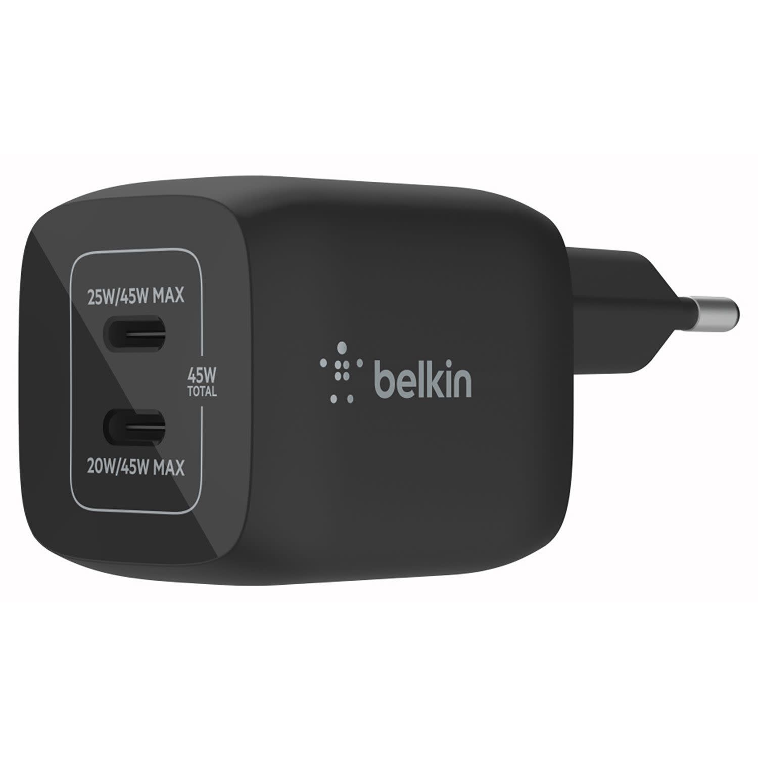 Belkin Φορτιστής GaN 2 Θέσεων 45W Μαύρο