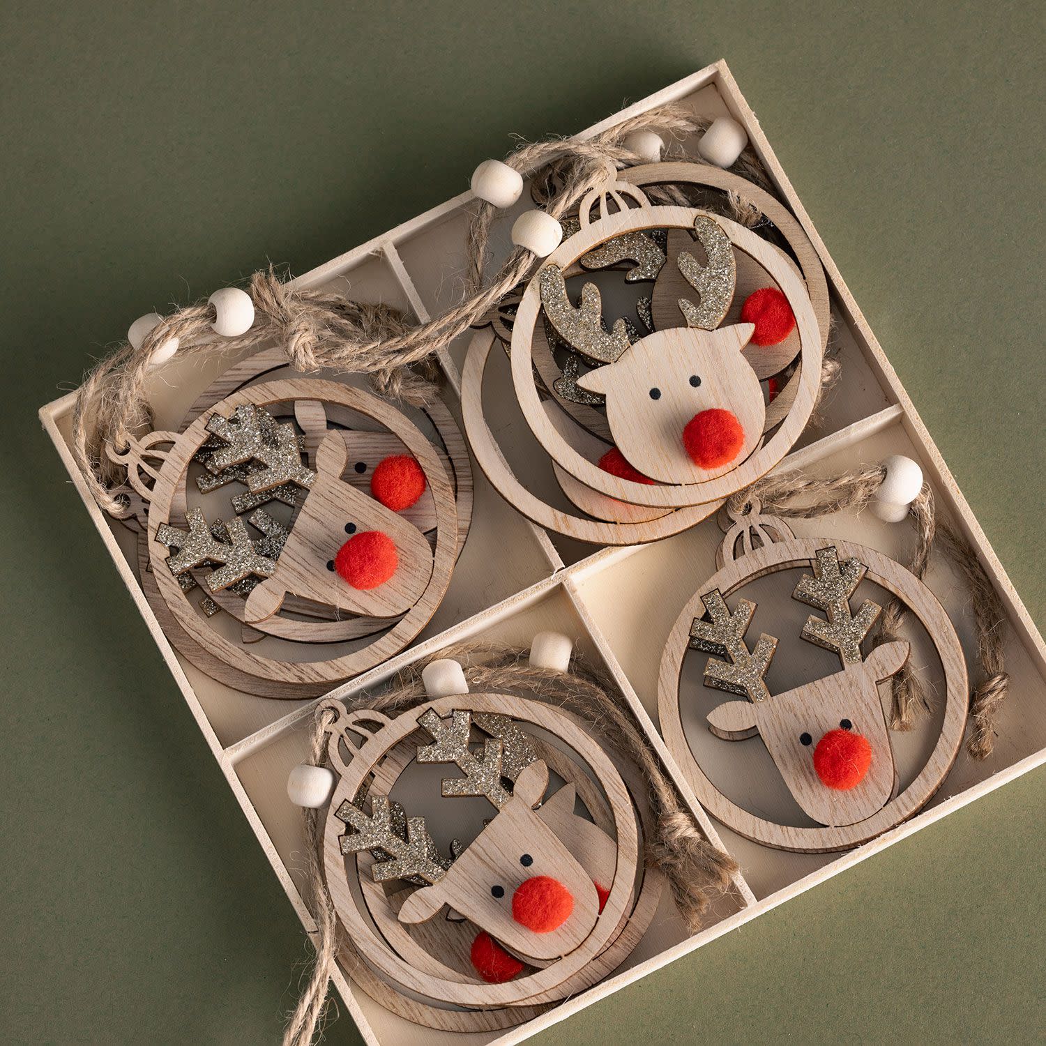 Εικόνα 2 του Sentio Σετ Χριστουγεννιάτικα Στολίδια Ελάφι 4 Τμχ