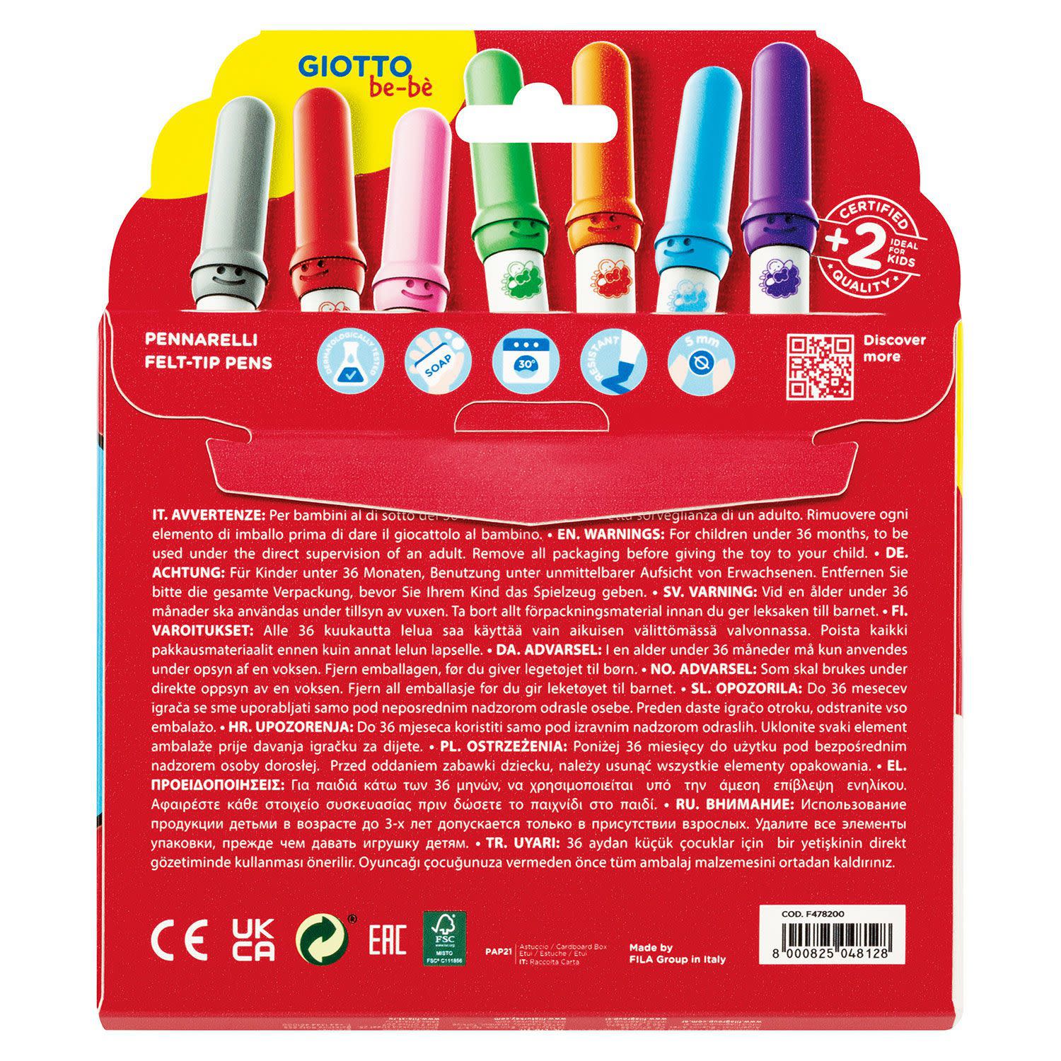 Εικόνα 2 του Giotto Μαρκαδόροι Ζωγραφικής Be-Be Superwashable 12τεμ.