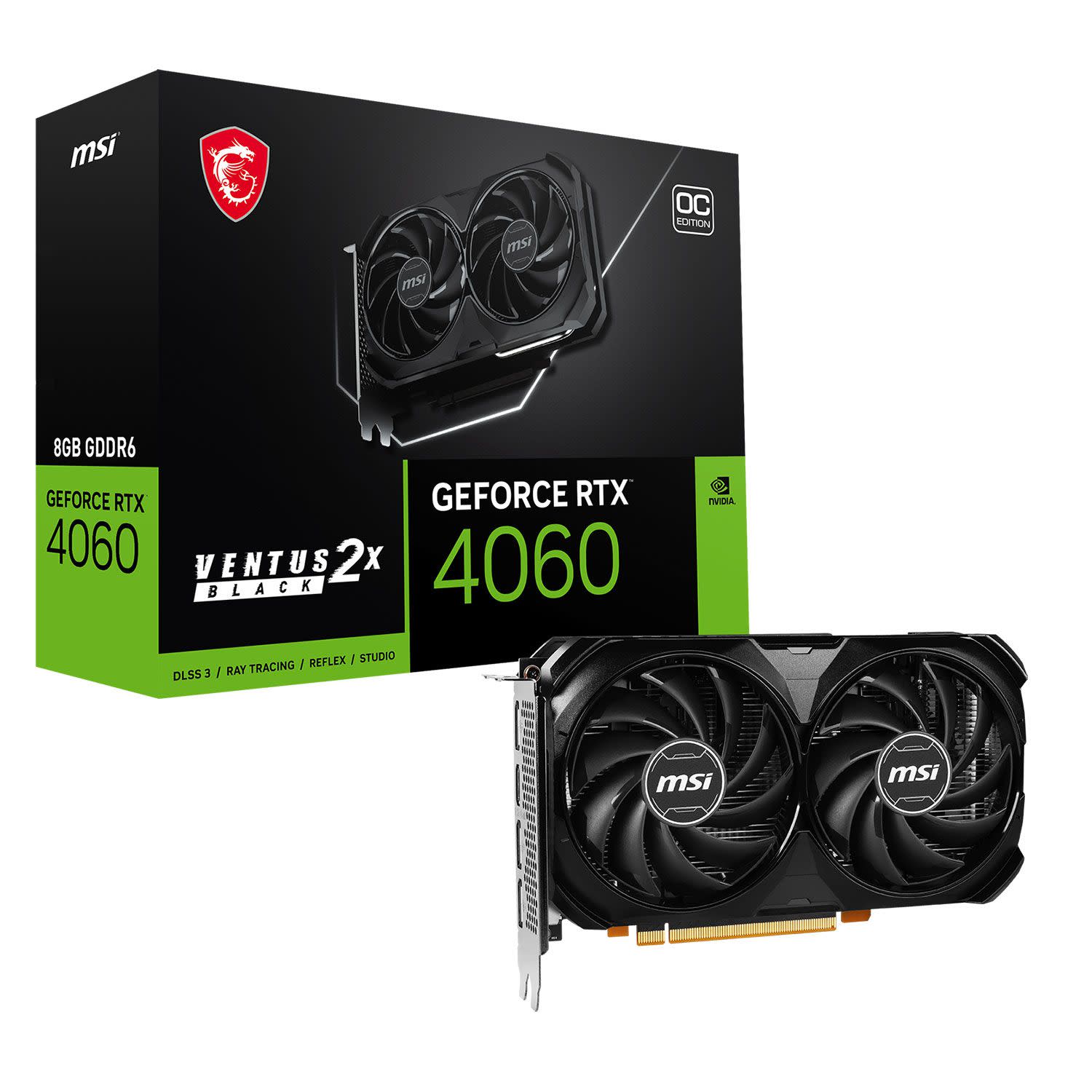 MSI VGA GeForce RTX 4060 VENTUS 2X BLACK OC 8 GB