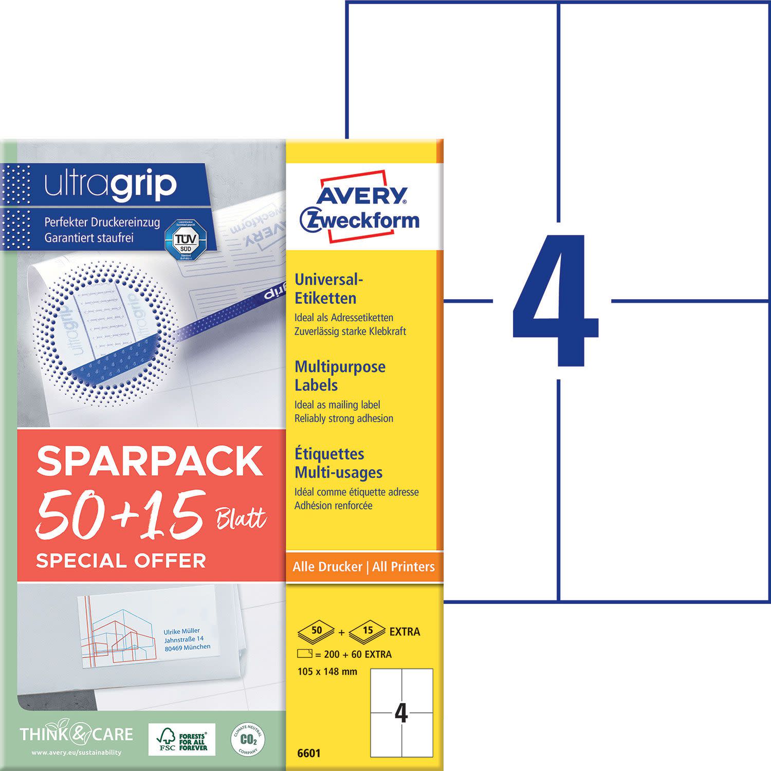 Εικόνα 2 του Avery Zweckform Αυτ. Ετικέτες 105x148mm A4 (50+15Φ) 6601