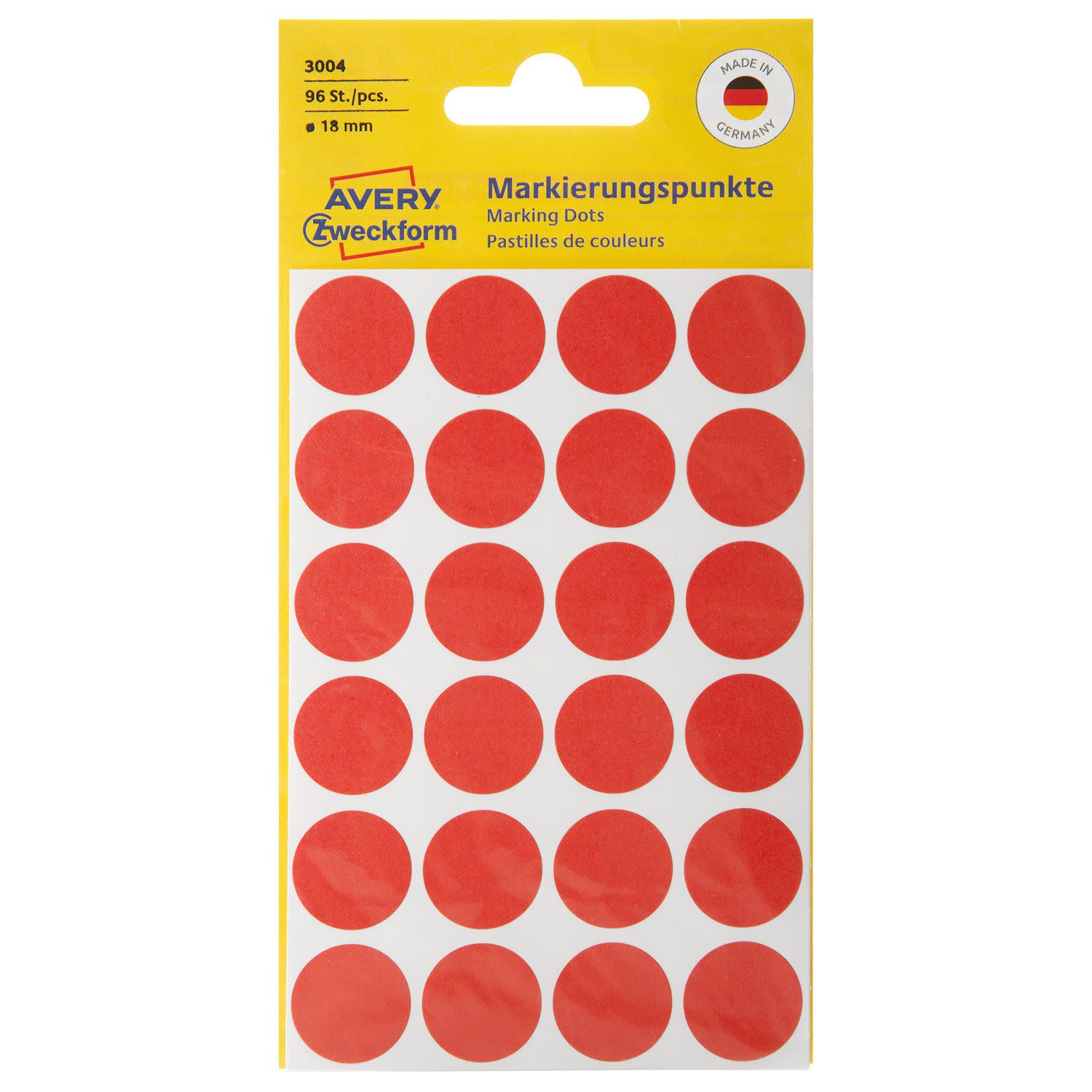 Κάνε κλικ για να δεις την εικόνα 1 του Avery Zweckform Αυτοκόλλητες Στρογγυλές Ετικέτες Marking Dots 96 τεμάχια Κόκκινο