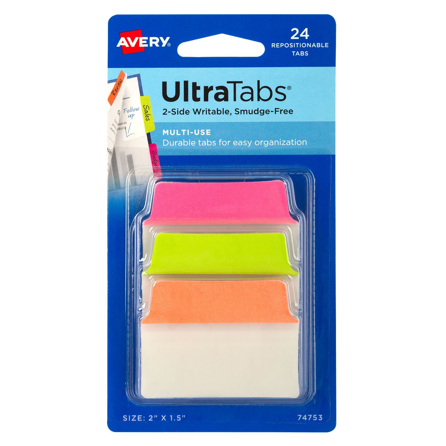 Κάνε κλικ για να δεις την εικόνα 1 του Avery Zweckform Αυτοκόλλητοι Σελιδοδείκτες Ultra Tabs Neon, 5x3.75cm, 24τεμ.