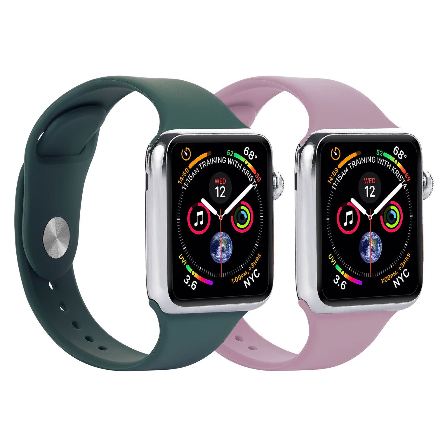 Sentio Λουράκι Σιλικόνης για Apple Watch 42/44/45/46/49mm S-M Λιλά-Πράσινο