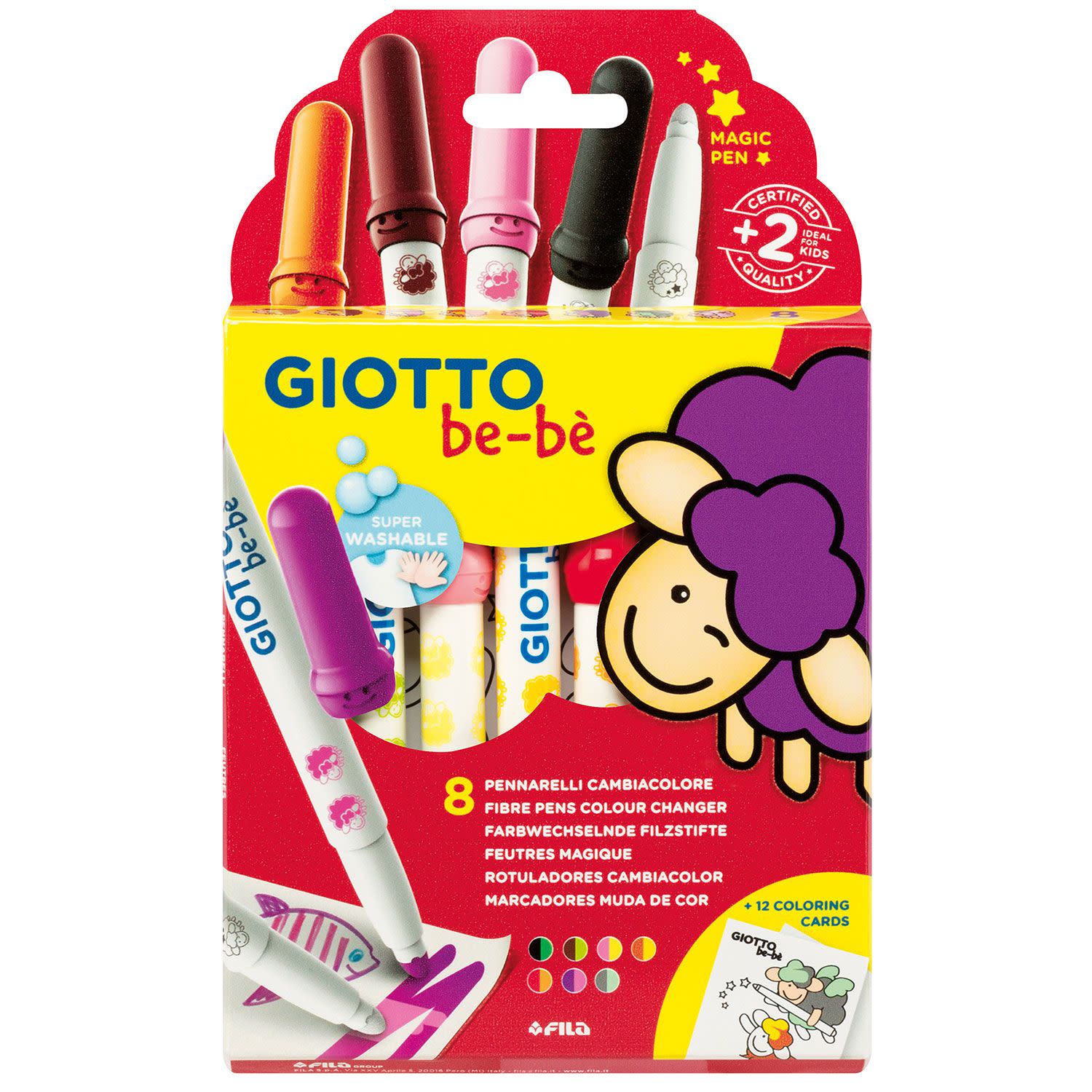 Giotto Μαρκαδόροι Ζωγραφικής Magic Be-Be Superwashable 8τεμ.