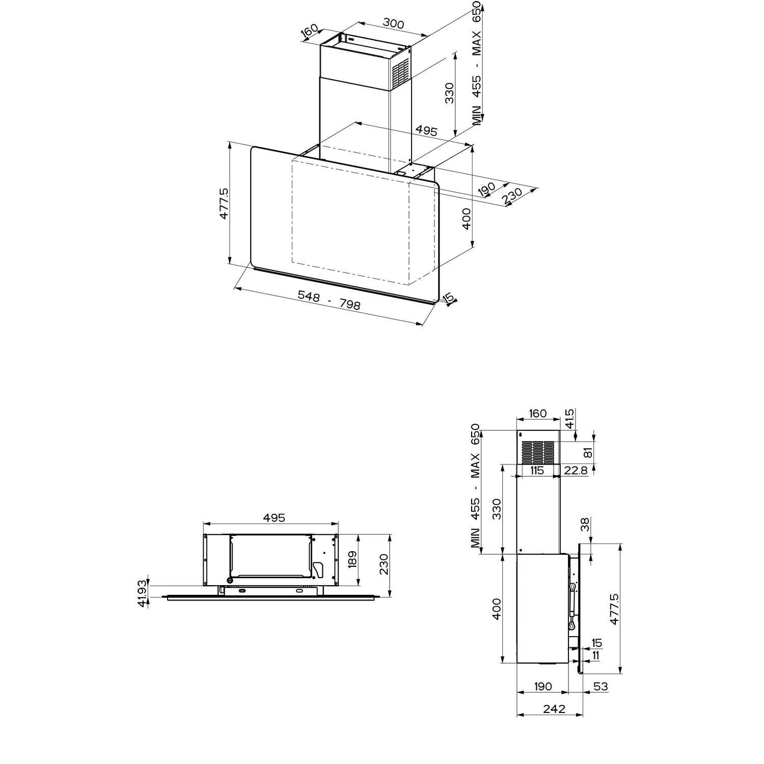 Εικόνα 3 του Faber Glam Fit Zero Drip BK A 80 Απορροφητήρας Τζάκι