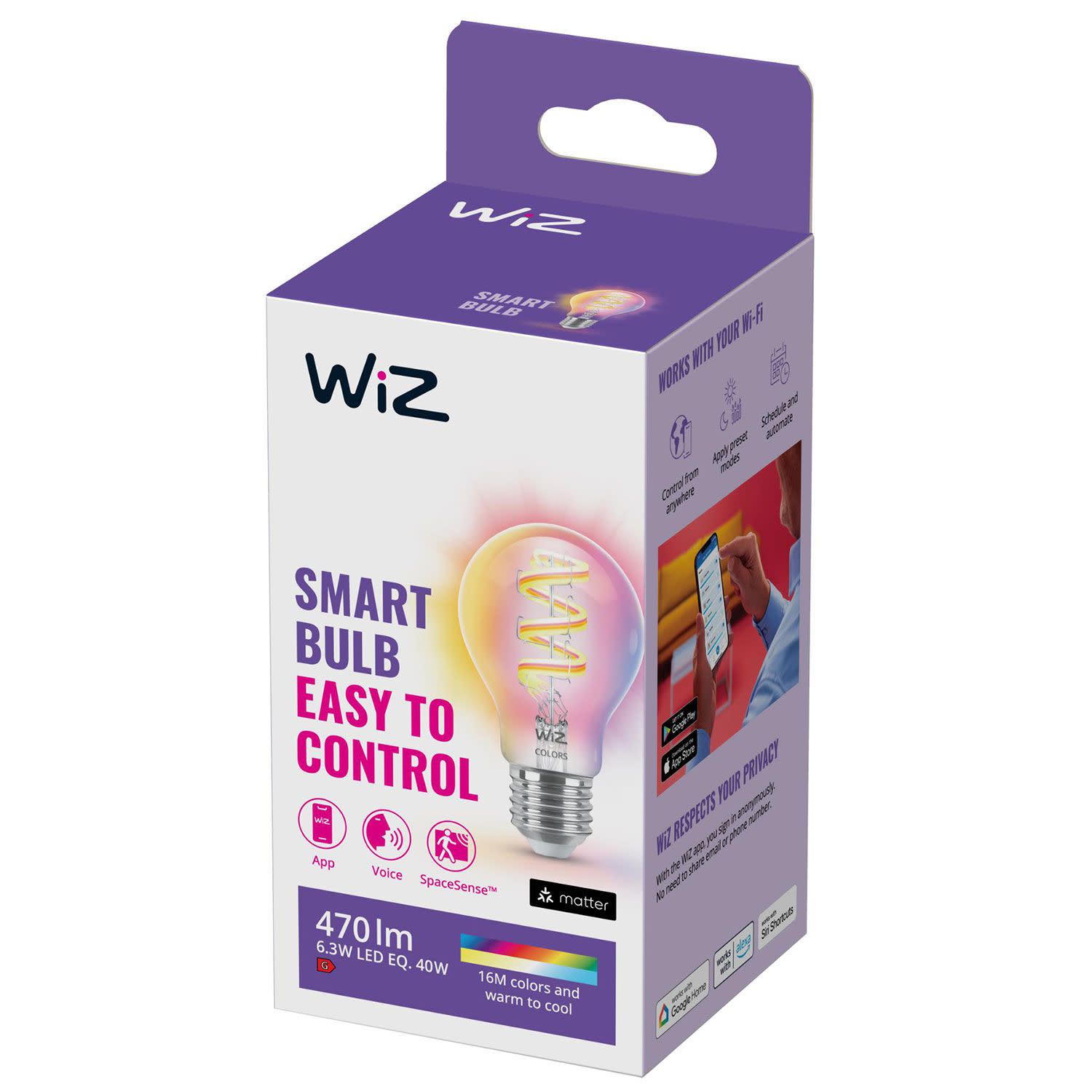 Κάνε κλικ για να δεις την εικόνα 2 του Wiz Smart Wi-Fi Clear Bulb A60 E27 RGB