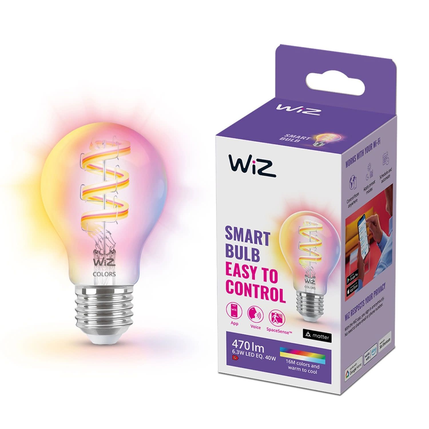 Κάνε κλικ για να δεις την εικόνα 3 του Wiz Smart Wi-Fi Clear Bulb A60 E27 RGB