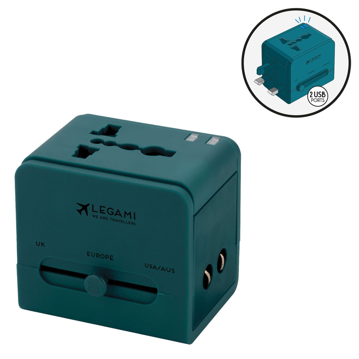 Legami Αντάπτορας Ταξιδίου Universal Petrol Blue