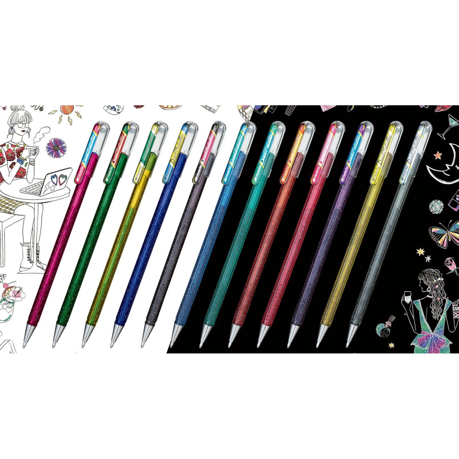 Εικόνα 2 του Pentel Στυλό Gel Dual Metallic Glitter Standard με Κλιπ & Πάχος Μύτης 1.0mm 4τεμ.