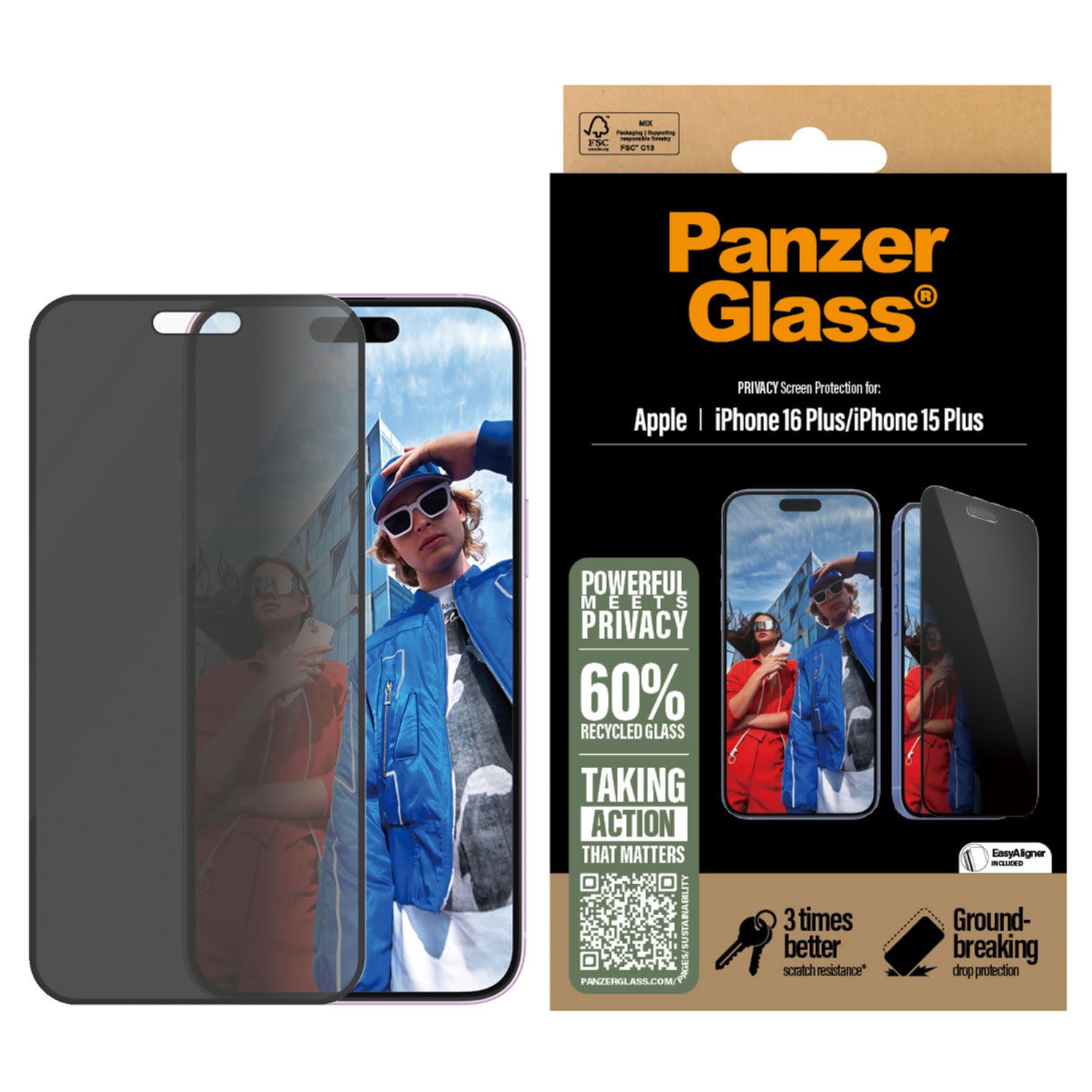 Εικόνα 2 του PanzerGlass Privacy iPhone 16 Plus