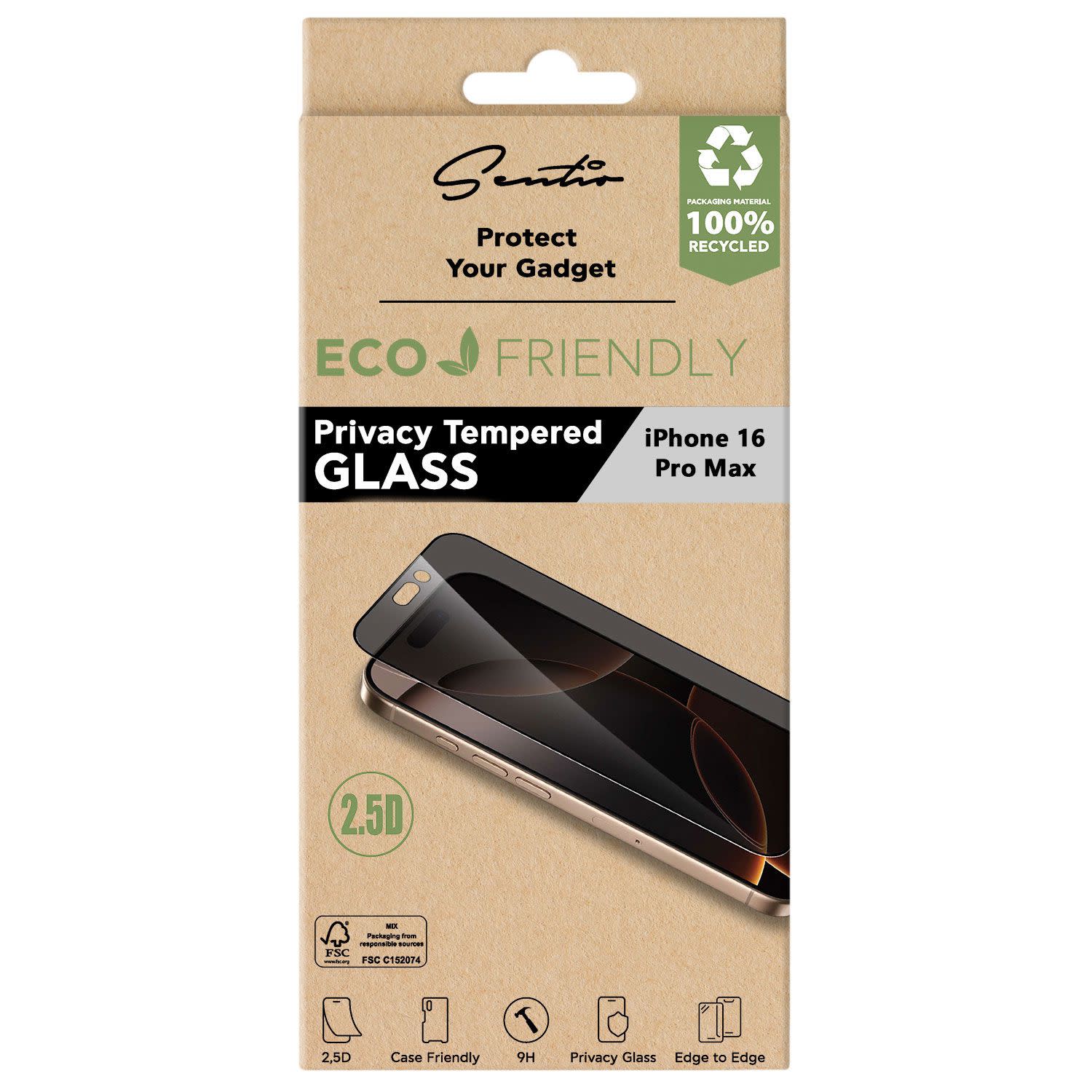 Κάνε κλικ για να δεις την εικόνα 1 του Sentio Γυαλί Privacy 2.5D για iPhone 16 Pro Max