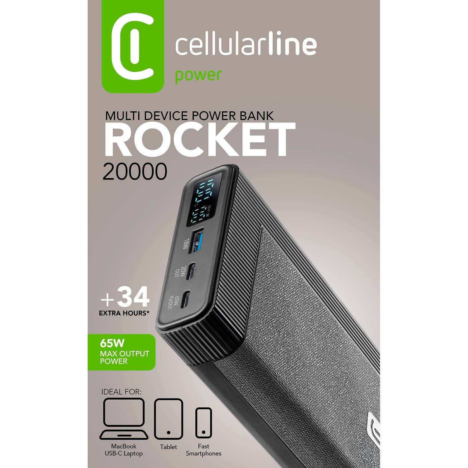 Εικόνα 4 του Cellularline Powerbank PD 20000 mAh 3 Θέσεων 65W Γκρι
