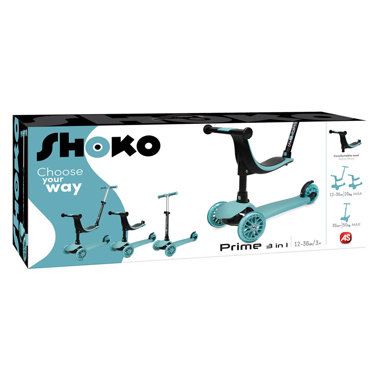 AS Shoko Scooter Premium 3 In 1 Γαλάζιο