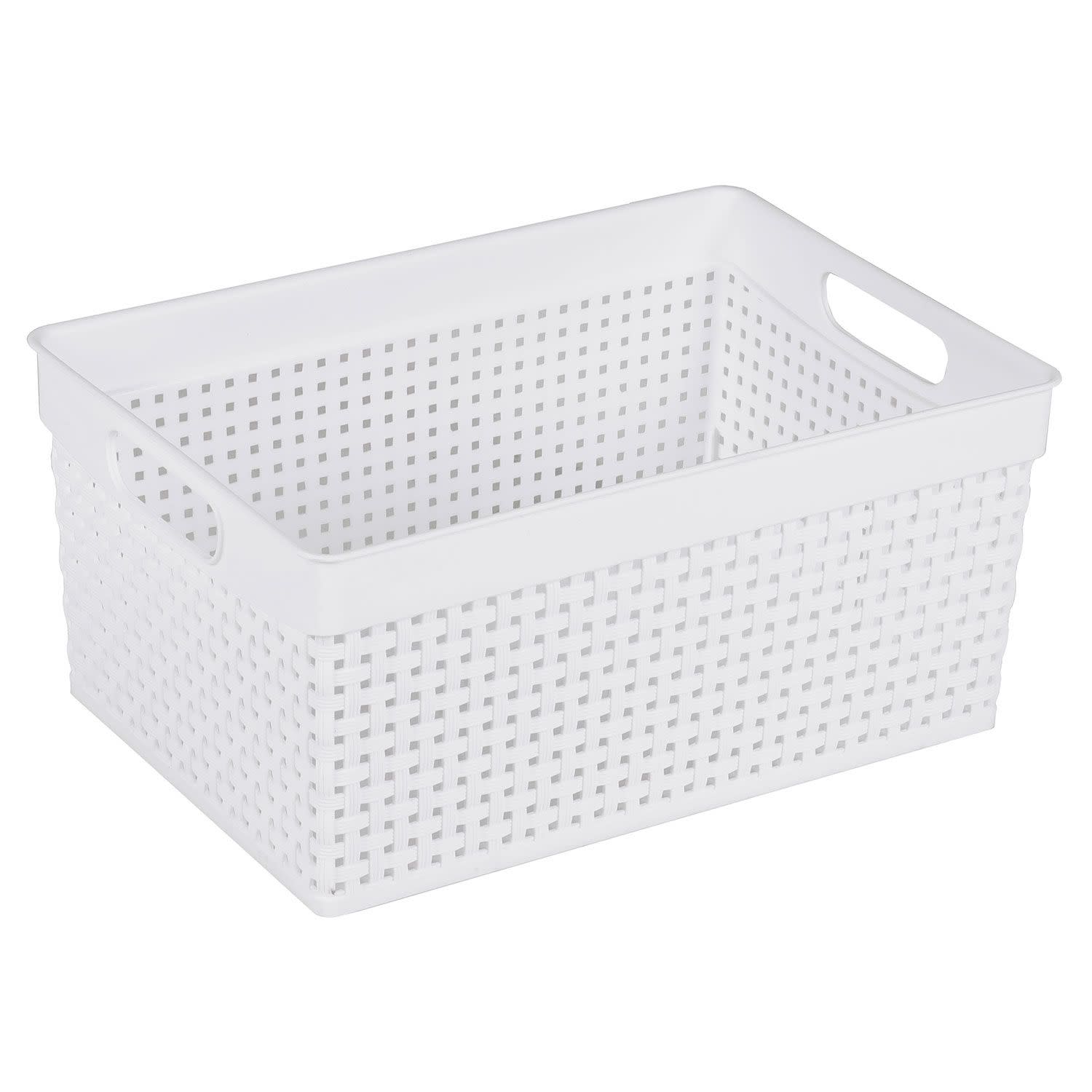 Πλαστικό Καλαθάκι Rattan 30x21x14cm Λευκό