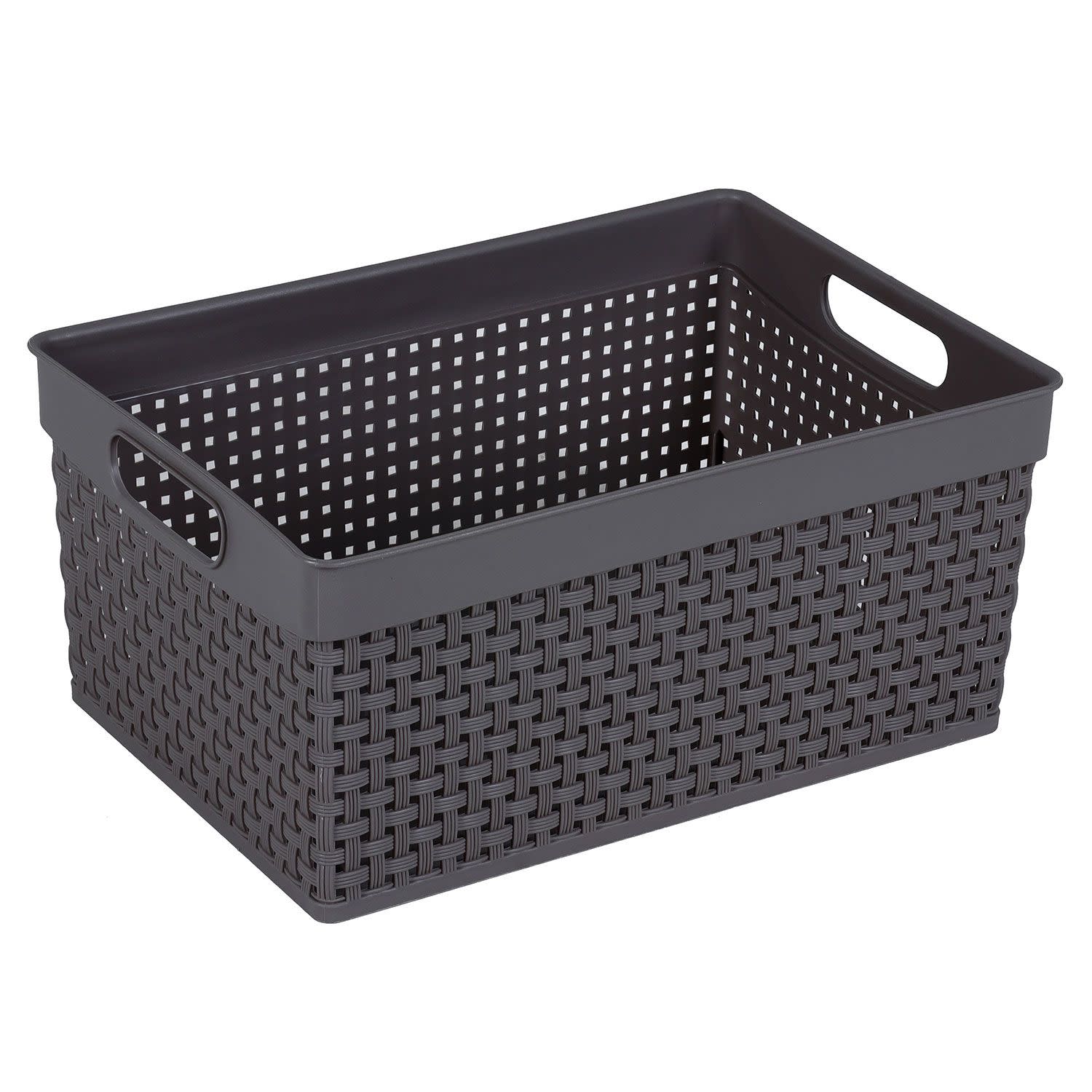Πλαστικό Καλαθάκι Rattan 30x21x14cm Ανθρακί