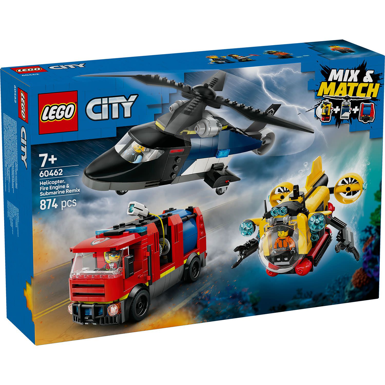LEGO 60462 Helicopter, Fire Truck & Submarine Remix