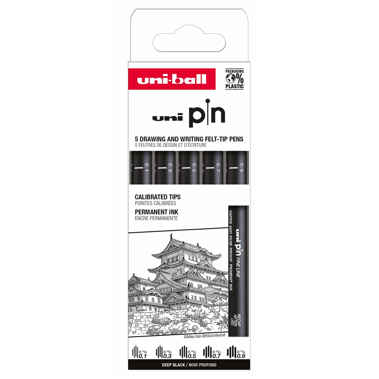 Uni-Ball Μαρκαδόροι Λεπτής Γραφής 5τεμ.