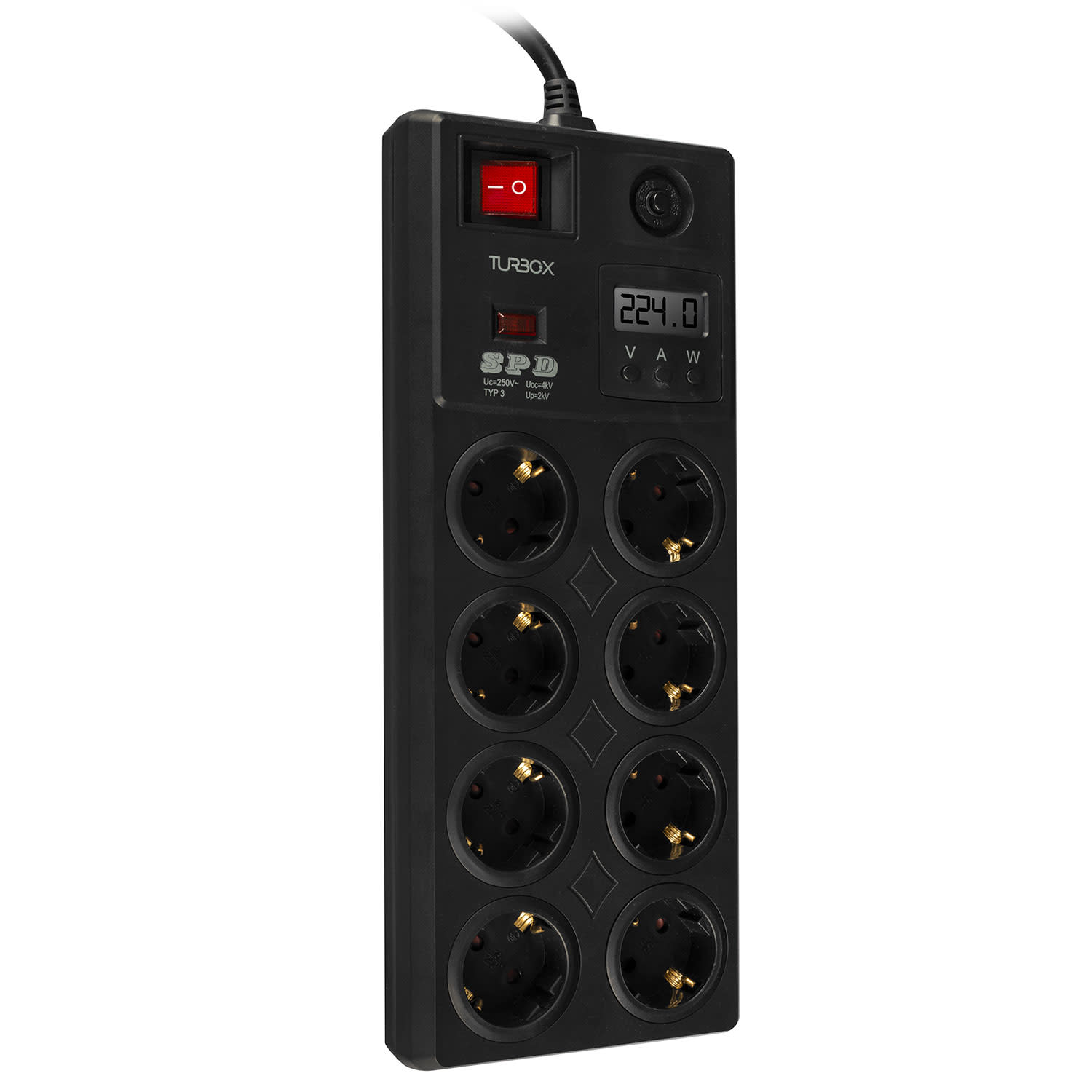 Turbo-X Πολύπριζο Προστασίας από Υπέρταση 8 Θέσεων LED